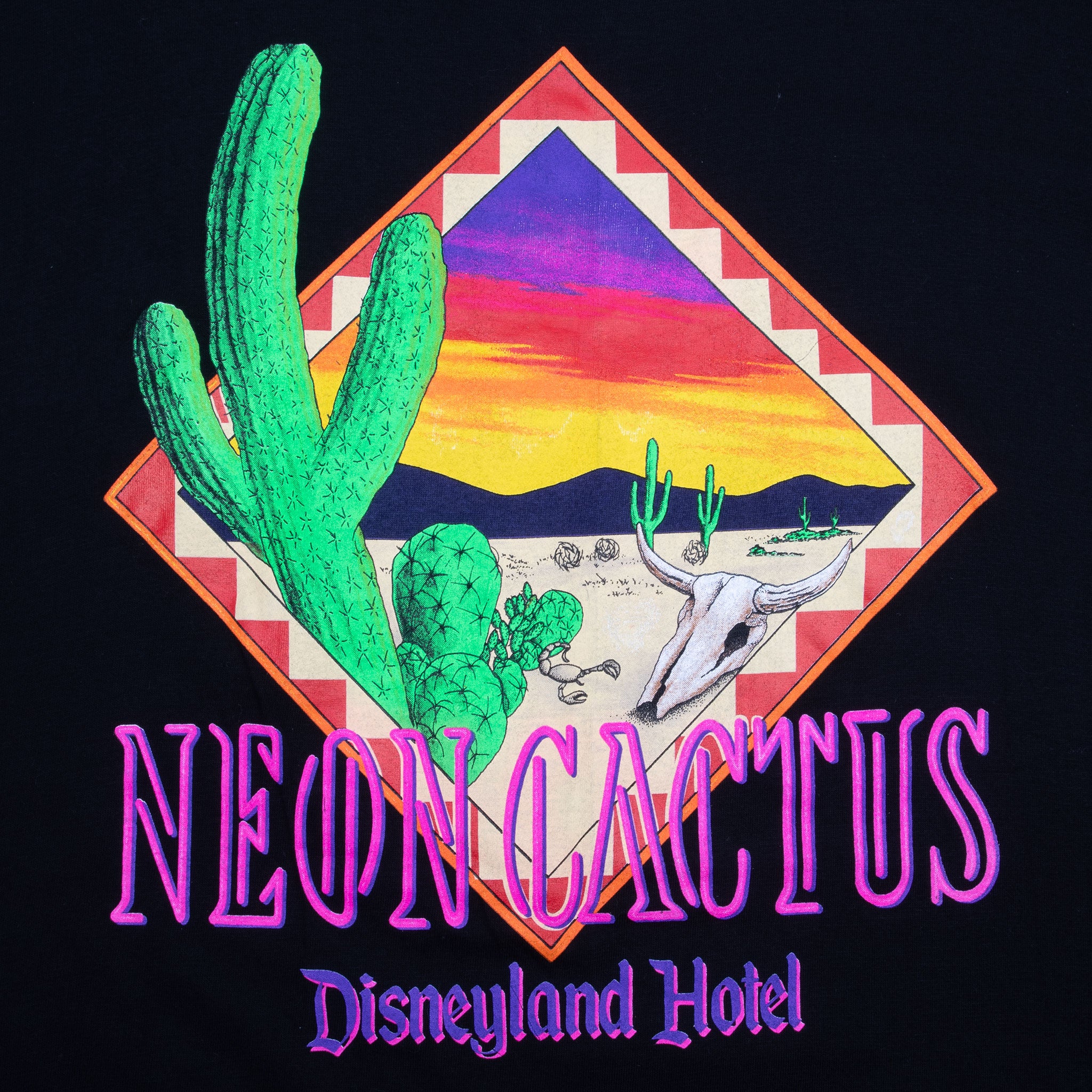 Vintage Disneyland Neon Cactus Hotel 1990S Tee Shirt Size 2Xl Made In Usa With Single Stitch Sleeves