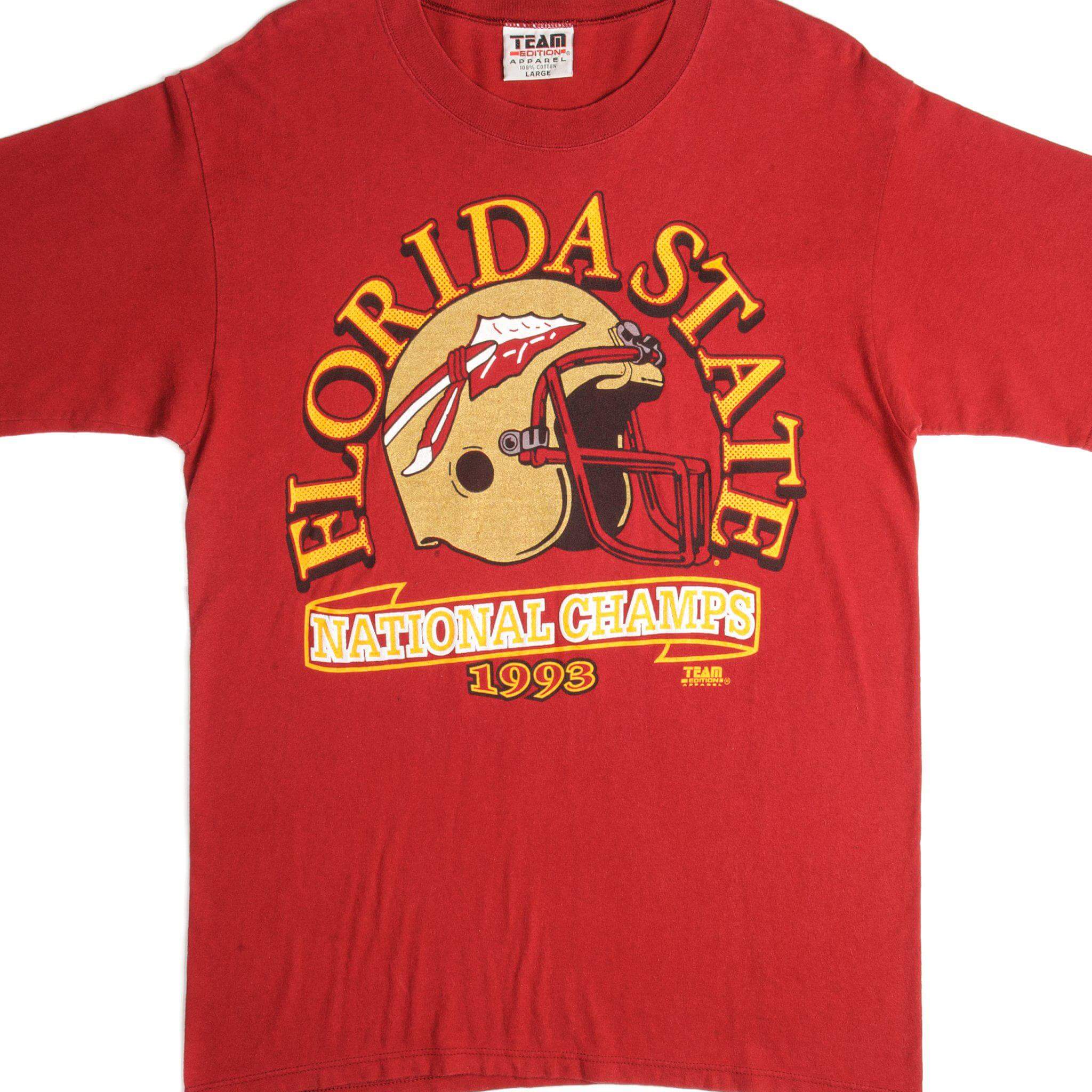 VINTAGE FLORIDA STATE SEMINOLES FOOTBALL TEAM TEE SHIRT 1993 SIZE LARGE