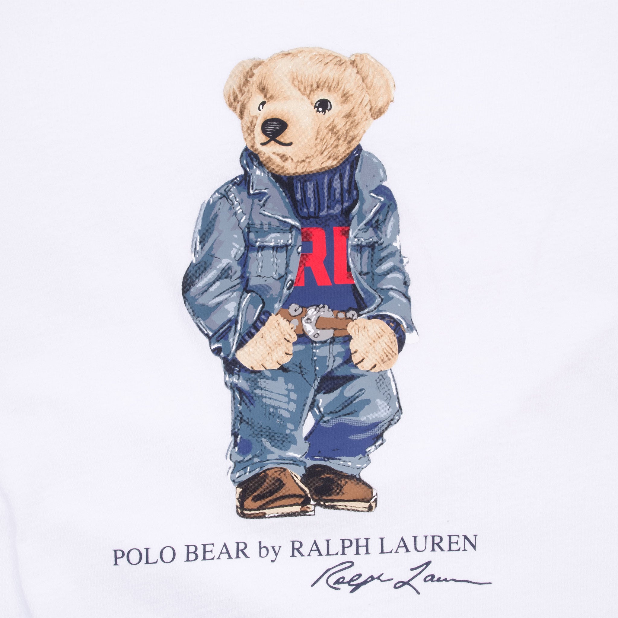 Vintage Polo Bear Ralph Lauren White Tee Shirt Size Large