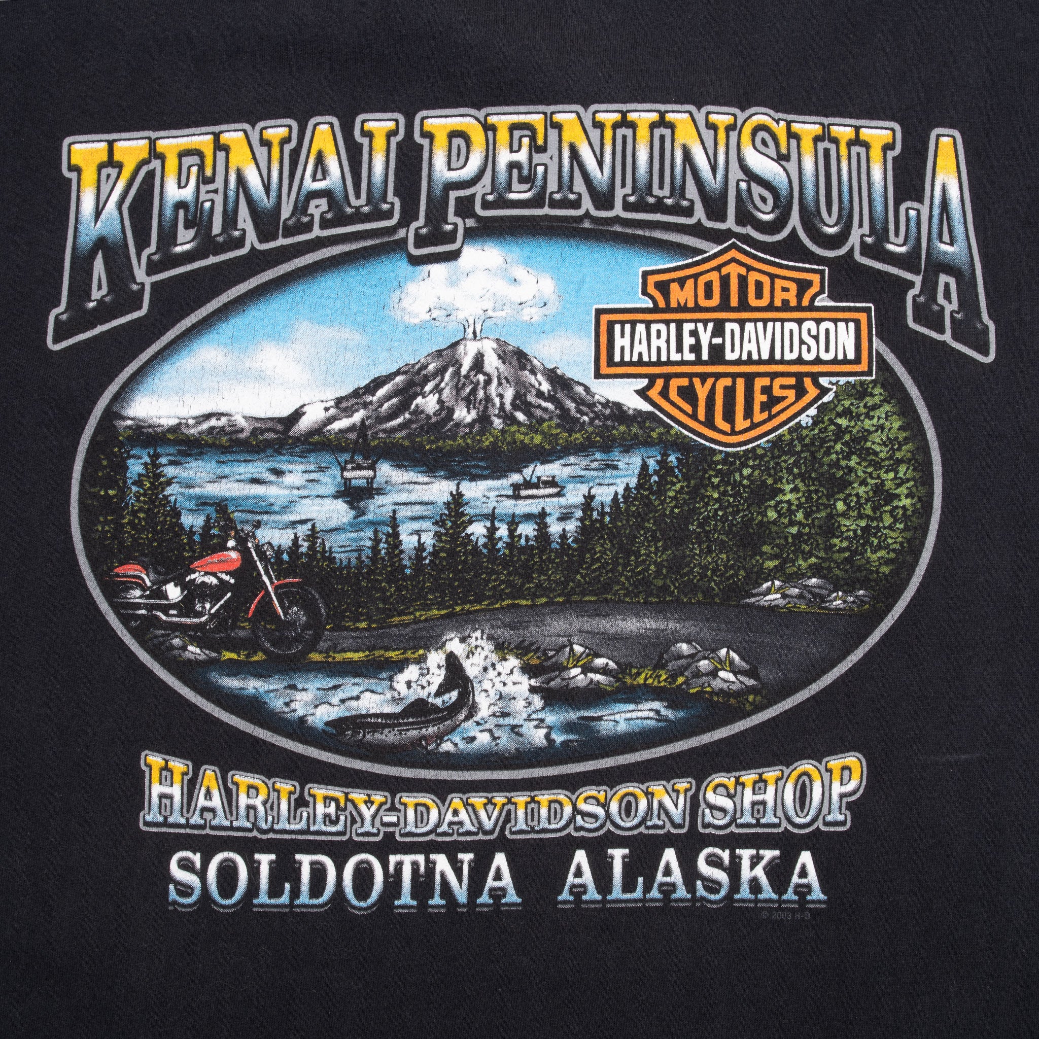 Vintage Harley Davidson Wolf Eagle Alaska 2003 Tee Shirt Large Made In USA