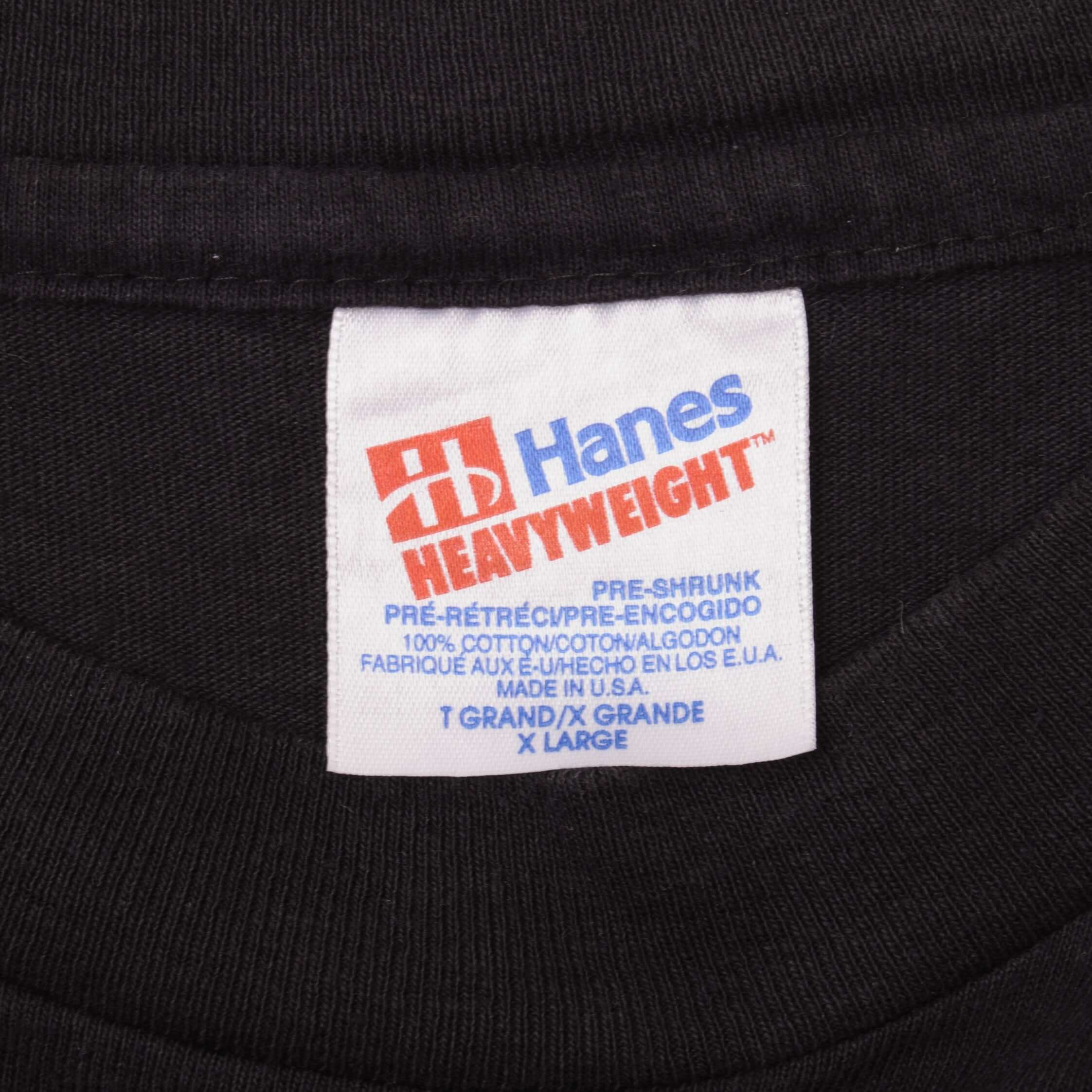 Hanes Heavyweight XL neck tag on Jethro Tull T-shirt