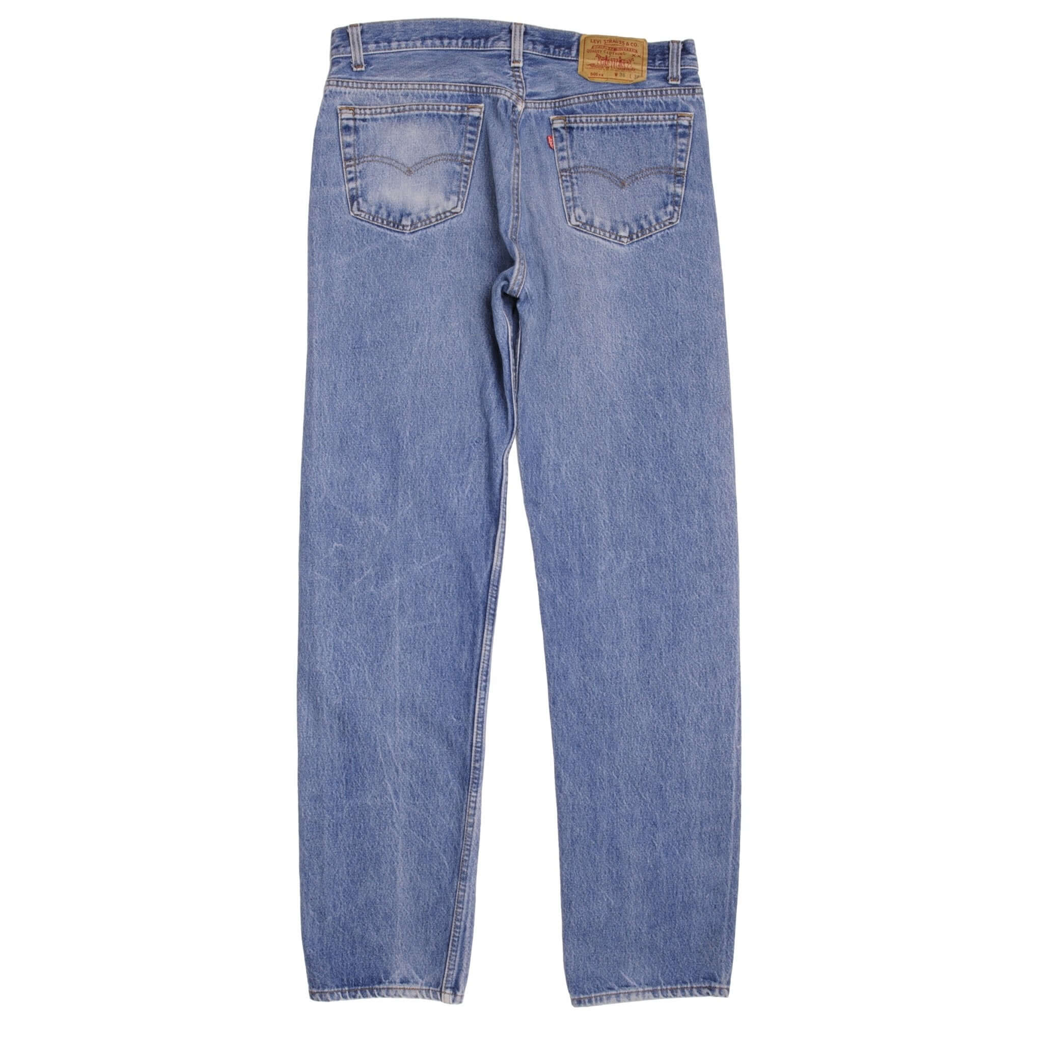 Beautiful Indigo Levis 501 jeans 1980s Made in USA with Medium Light Wash. Size on tag 36X38 Actual Size 35X34 Back Button #552