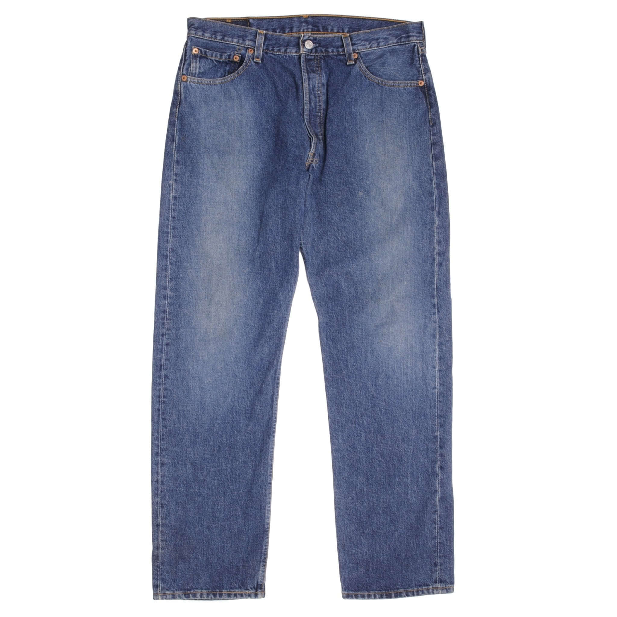 Beautiful Indigo Levis 501 jeans 1990s Made in USA with Medium Dark Wash. Size on tag 36X32 Actual Size 35X31 Back Button #511