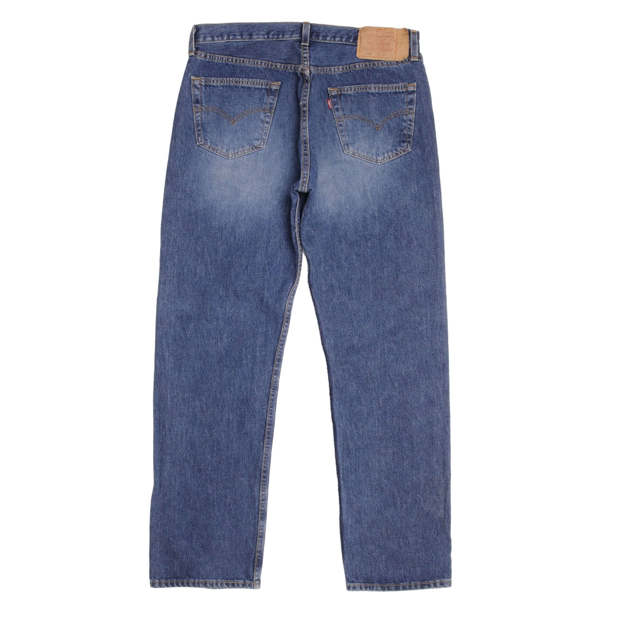 Beautiful Indigo Levis 501 jeans 1990s Made in USA with Medium Dark Wash. Size on tag 36X32 Actual Size 35X31 Back Button #511