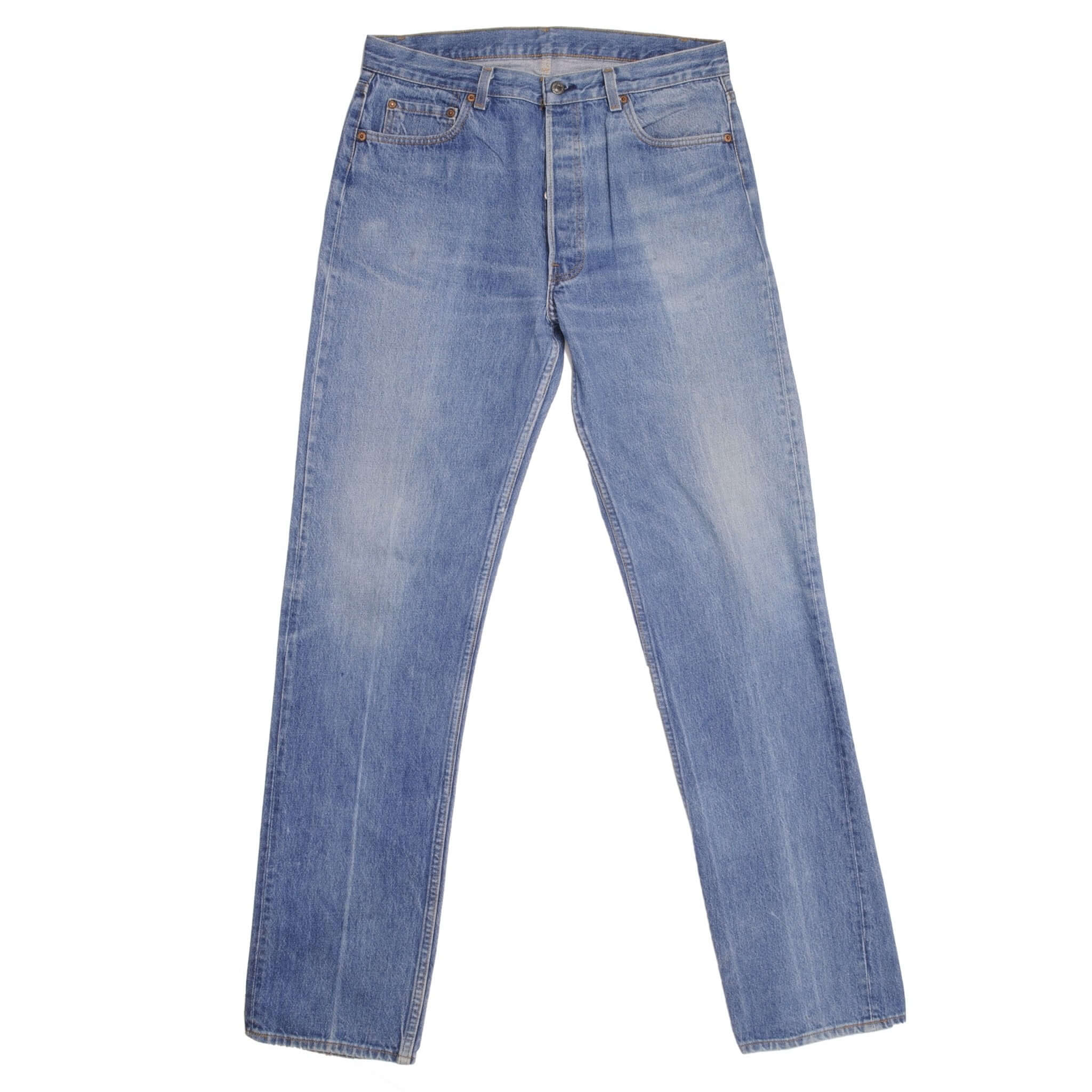 Beautiful Indigo Levis 501 jeans 1980s Made in USA with Medium Dark Wash. Size on tag 36X36 Actual Size 34X36 Back Button #546