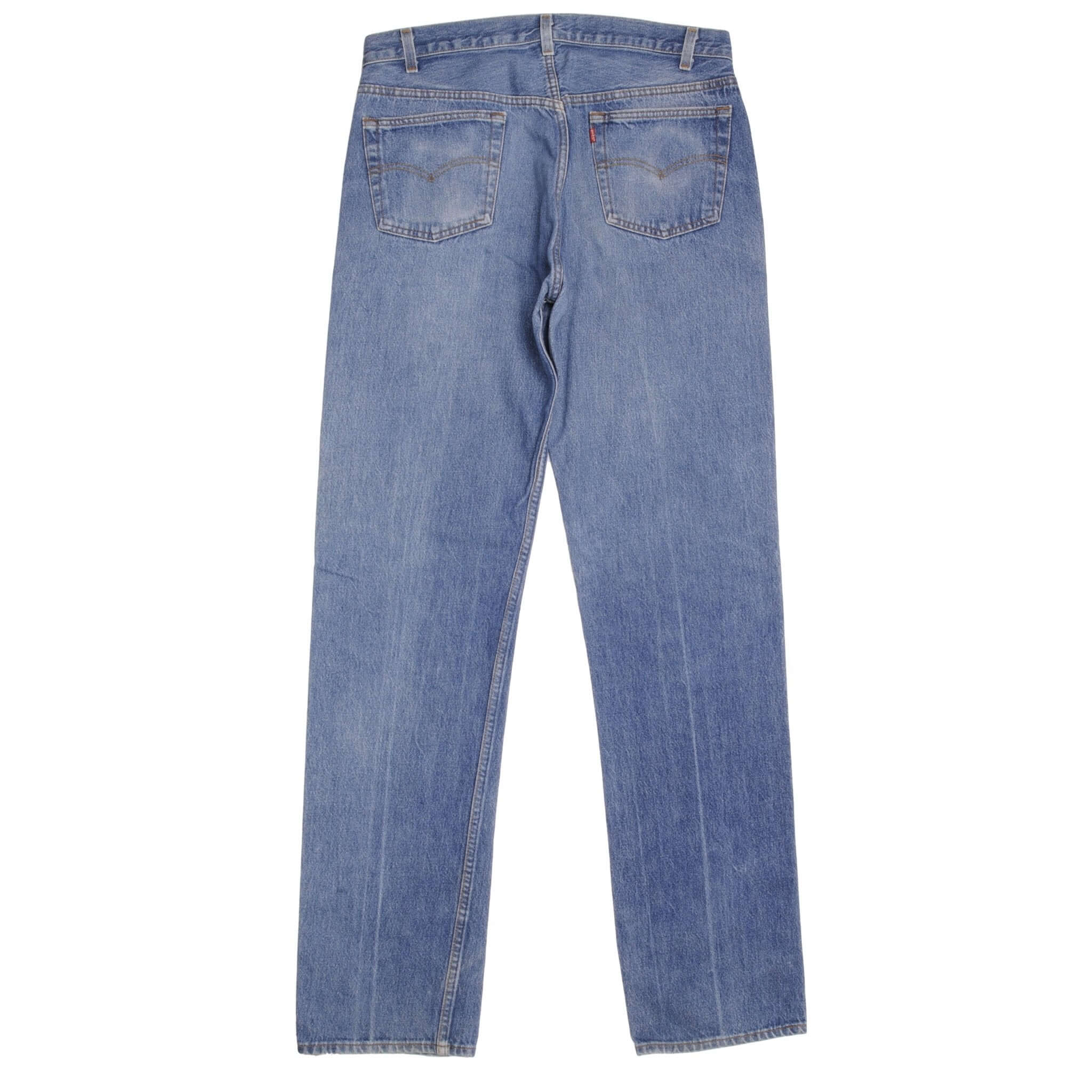 Beautiful Indigo Levis 501 jeans 1980s Made in USA with Medium Dark Wash. Size on tag 36X36 Actual Size 34X36 Back Button #546