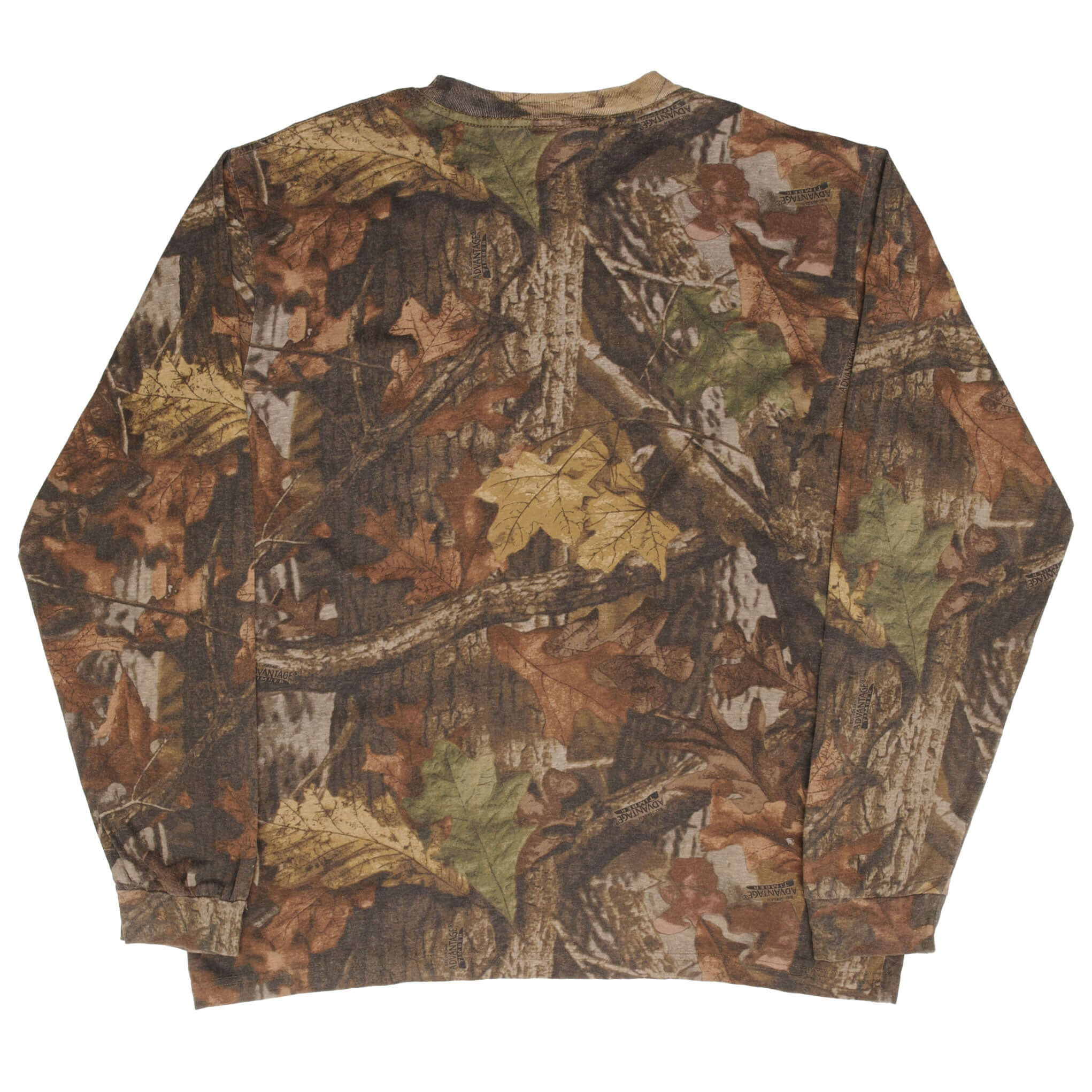 Vintage Hunting Advantage Timber Camo Long Sleeve Pocket Tee Shirt Size Large