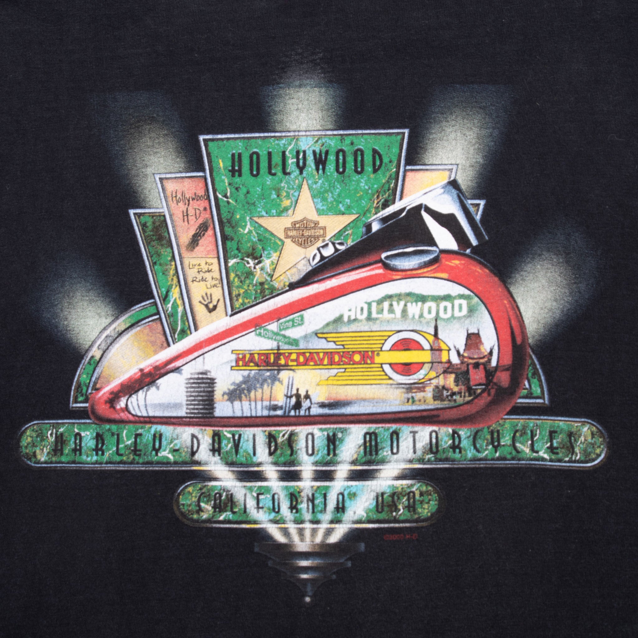 Vintage Harley Davidson Hollywood Tee Shirt 2000 Size XL Made In Usa