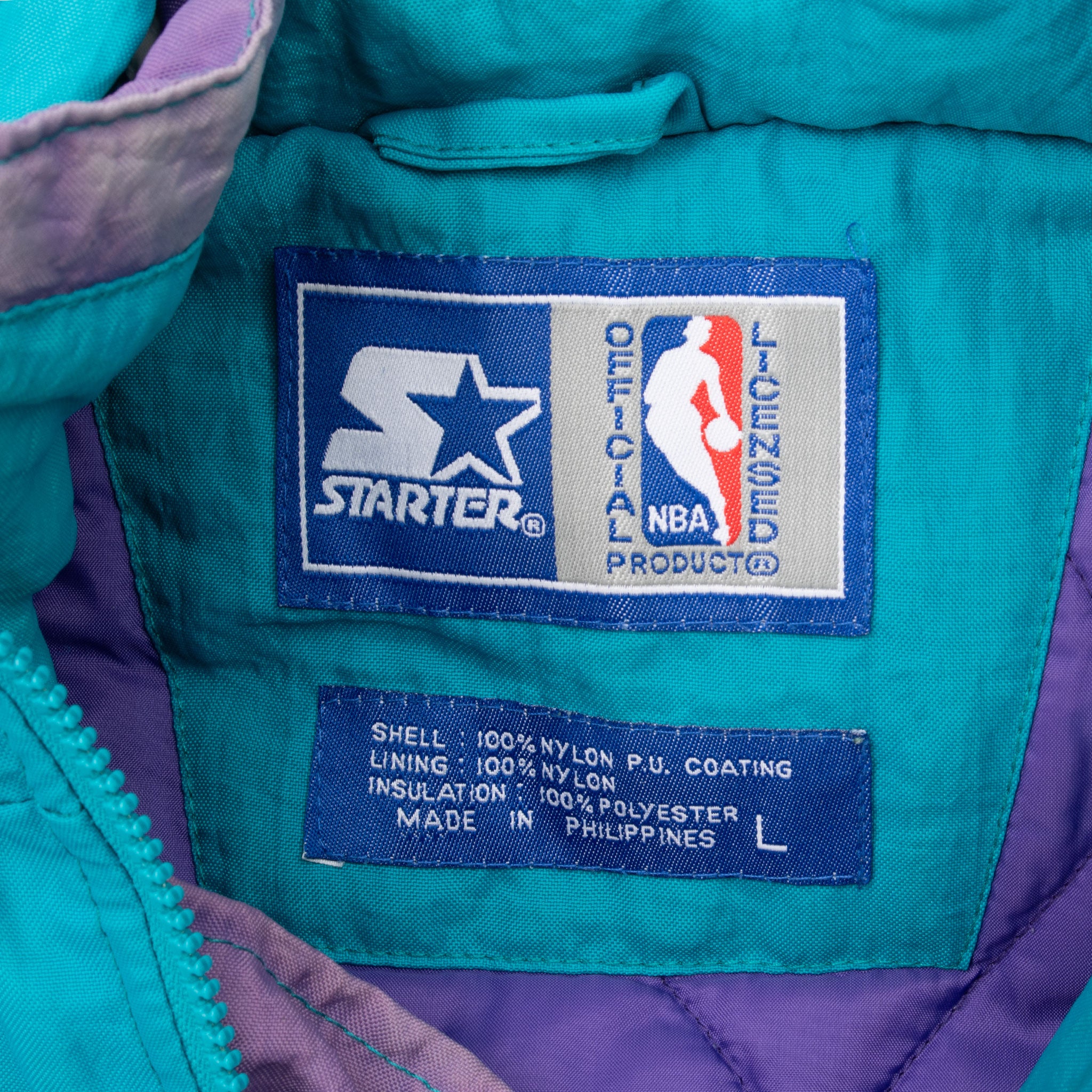 VINTAGE NBA CHARLOTTE HORNETS PULLOVER HEAVY WINDBREAKER JACKET 1990S LARGE