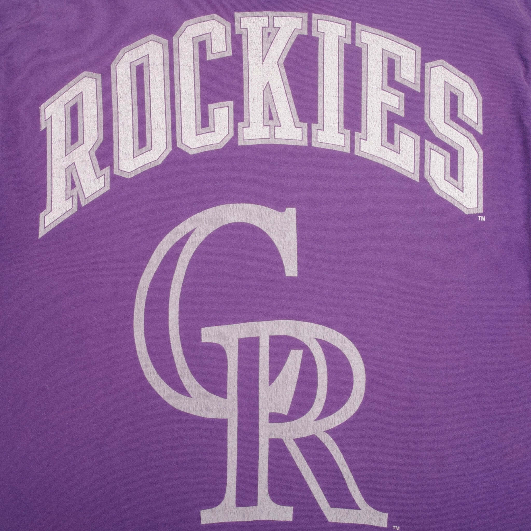 Vintage Purple MLB Colorado Rockies Tee Shirt 1997 Size Large Made In USA With Single Stitch Sleeves