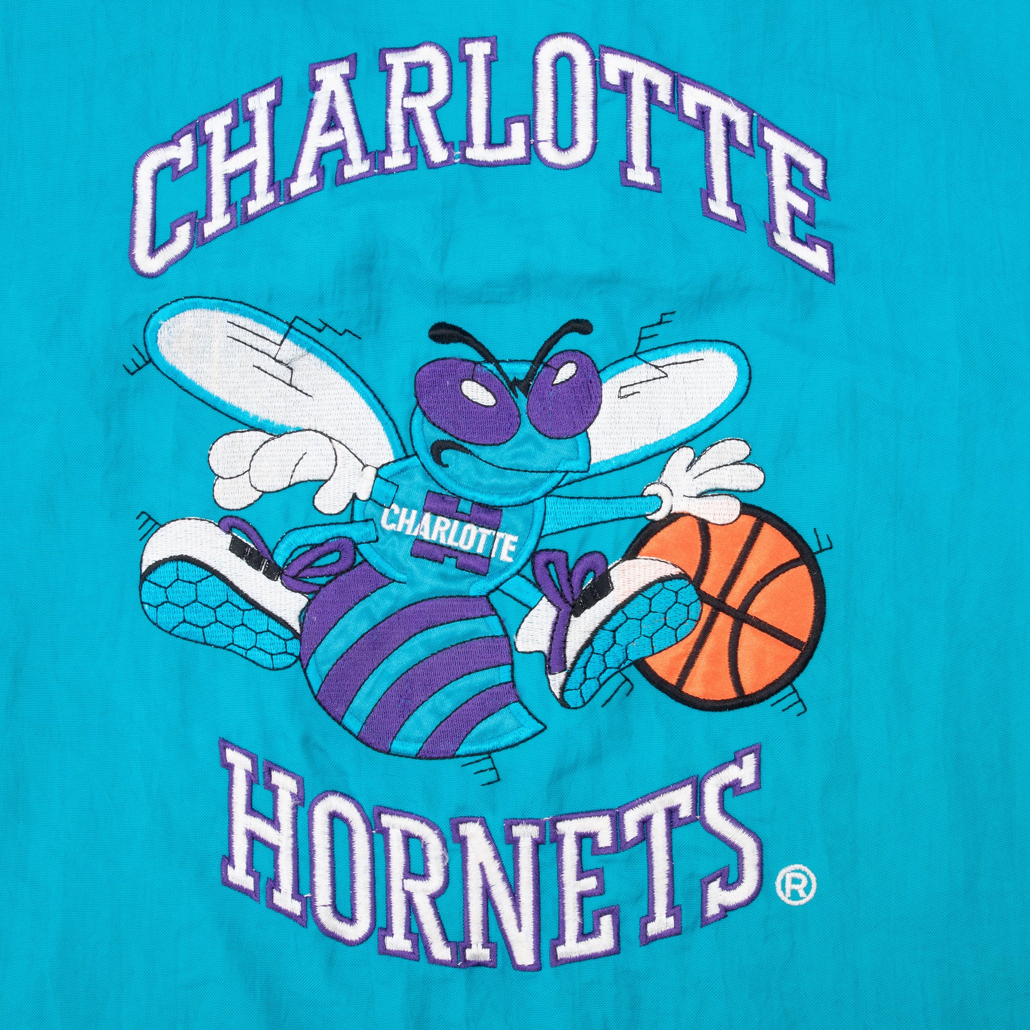 VINTAGE NBA CHARLOTTE HORNETS PULLOVER HEAVY WINDBREAKER JACKET 1990S LARGE