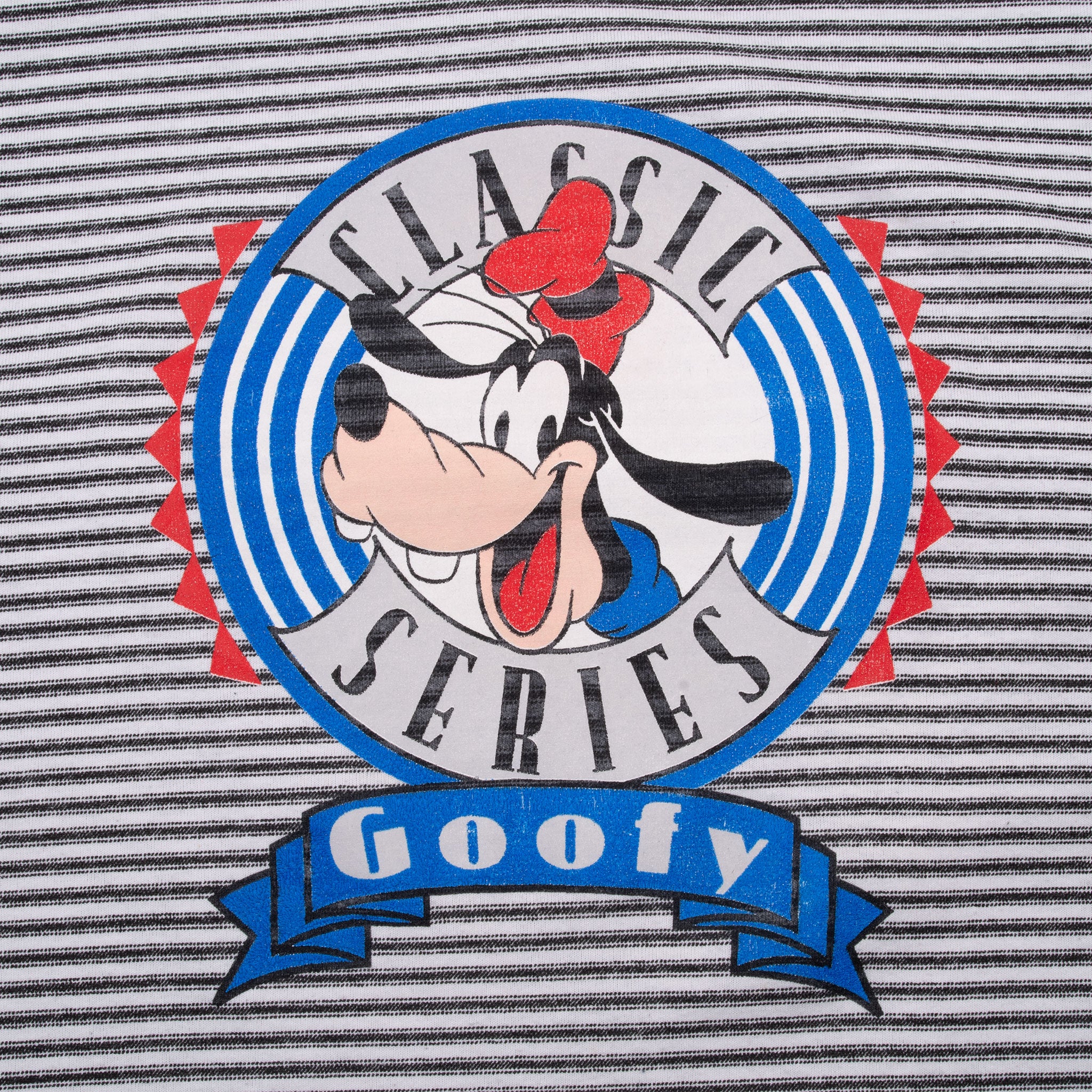 Vintage Disney Mickey Mouse Goofy Striped Tee Shirt 1990S Size Large Made In Usa