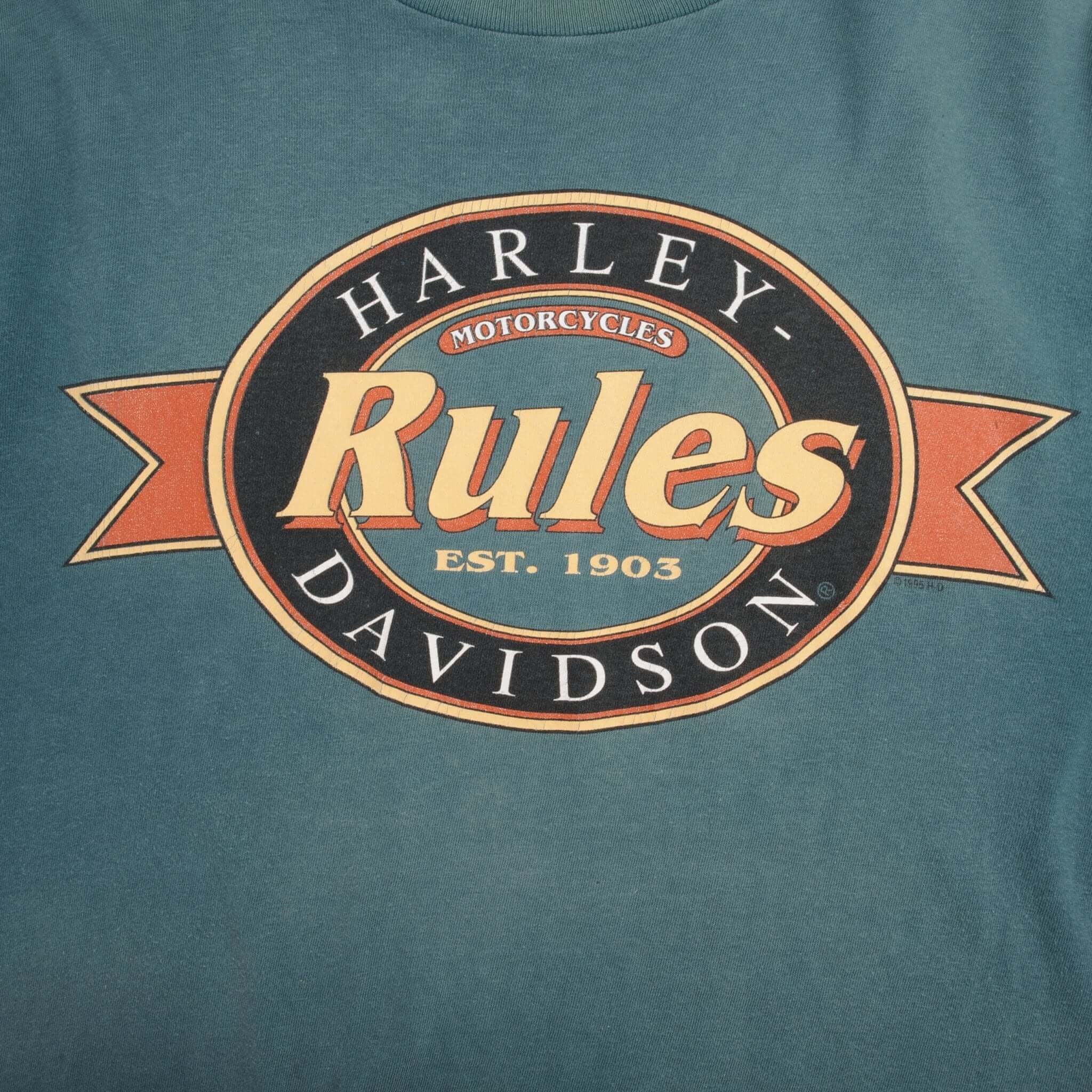 Vintage Harley Davidson Rules San Diego California Tee Shirt 1995 Size Large Made In USA