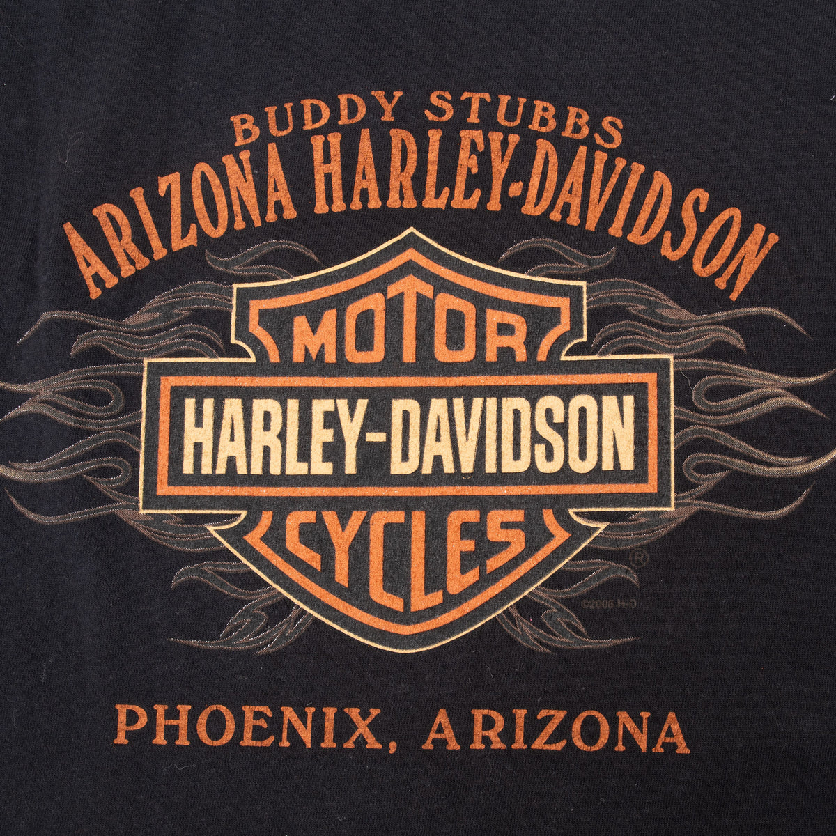 Close-up of Buddy Stubbs Arizona Harley-Davidson Phoenix back graphic