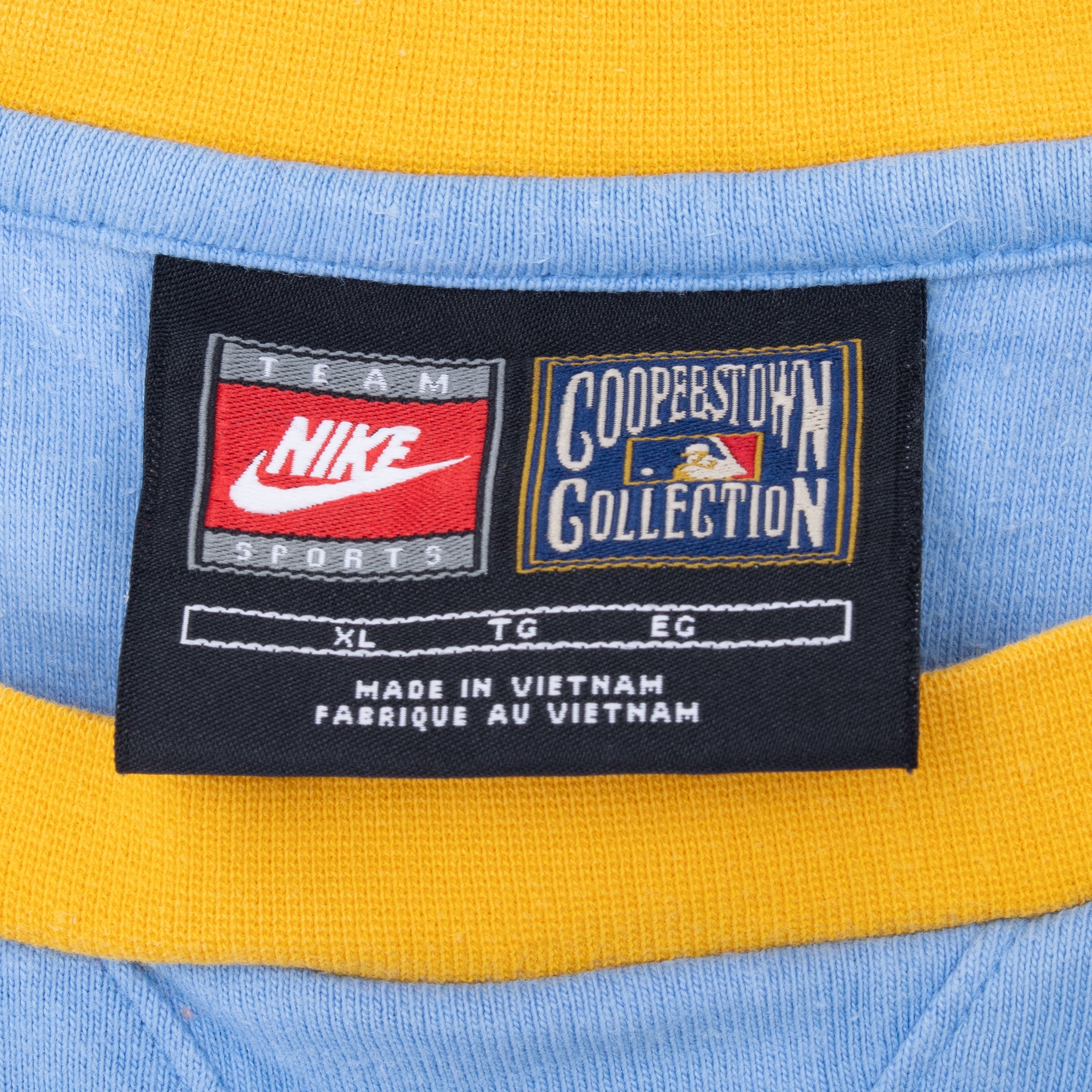 Nike Team Sports Cooperstown Collection XL neck label inside yellow collar