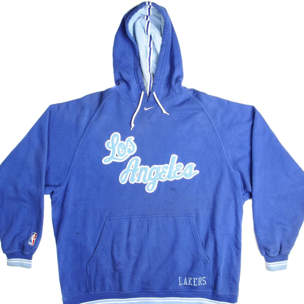 VINTAGE NIKE NBA LOS ANGELES LAKERS CENTER SWOOSH HOODIE SWEATSHIRT SIZE XL 1990s