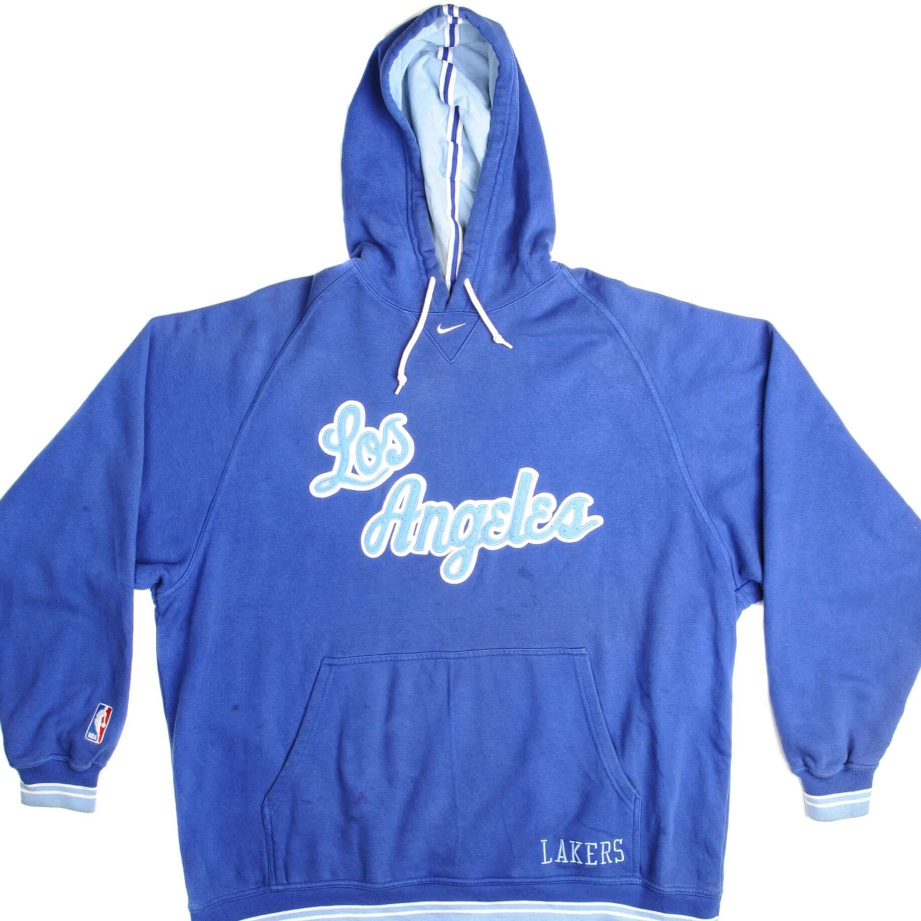 VINTAGE NIKE NBA LOS ANGELES LAKERS CENTER SWOOSH HOODIE SWEATSHIRT SIZE XL 1990s