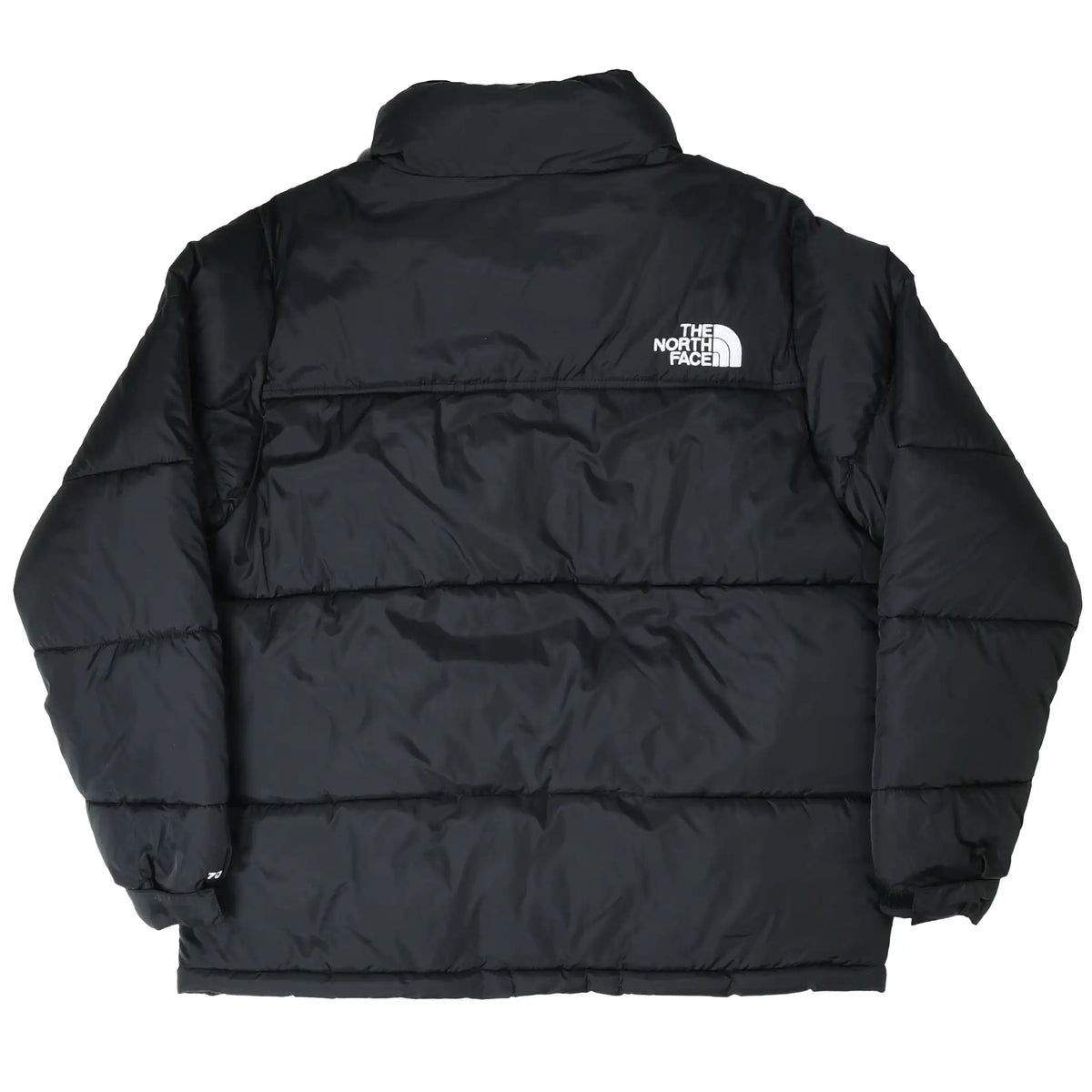 Back of black The North Face 1996 Retro Nuptse down jacket with white shoulder logo