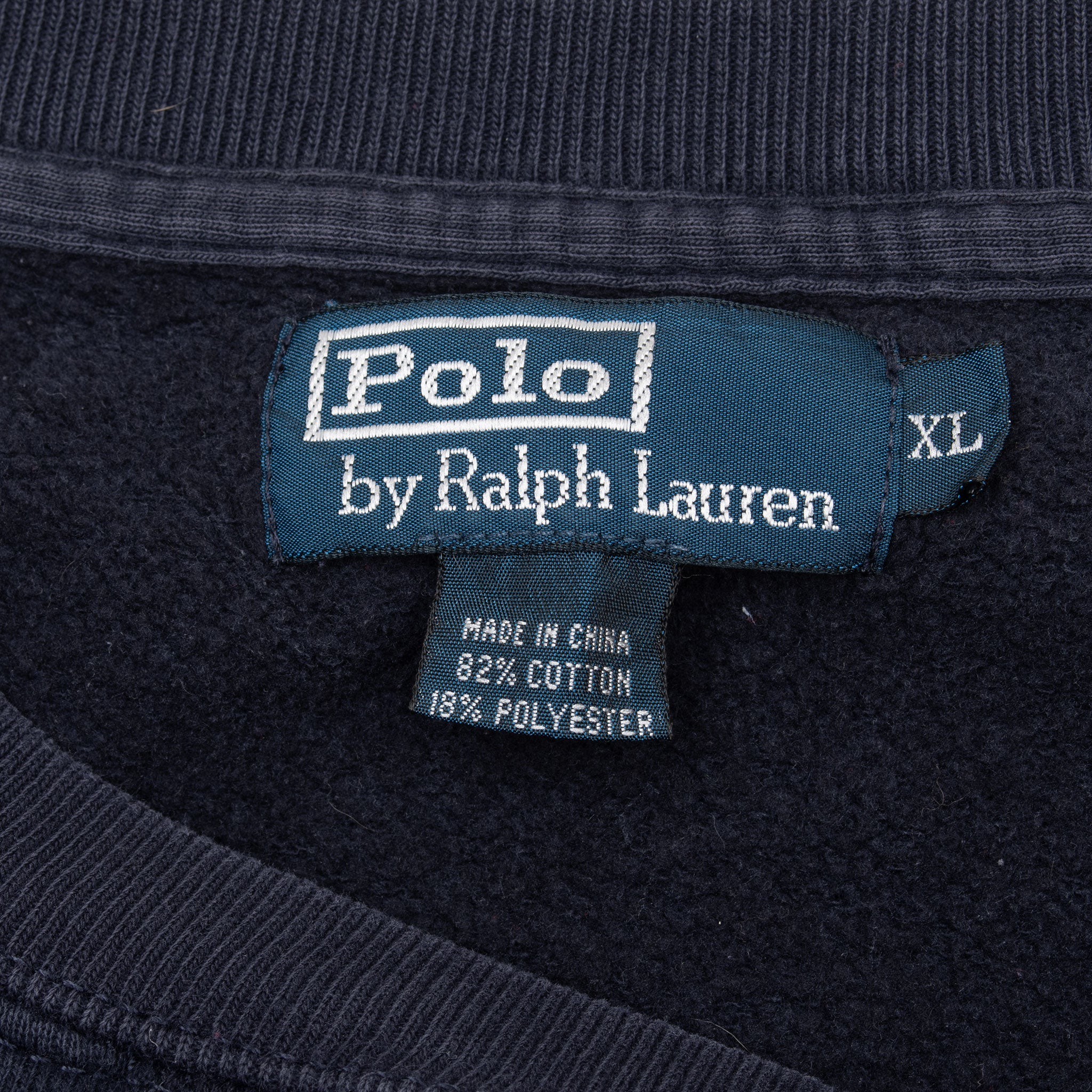 Vintage Ralph Lauren 1990S Classic Navy Blue Crewneck Sweatshirt Size XL
