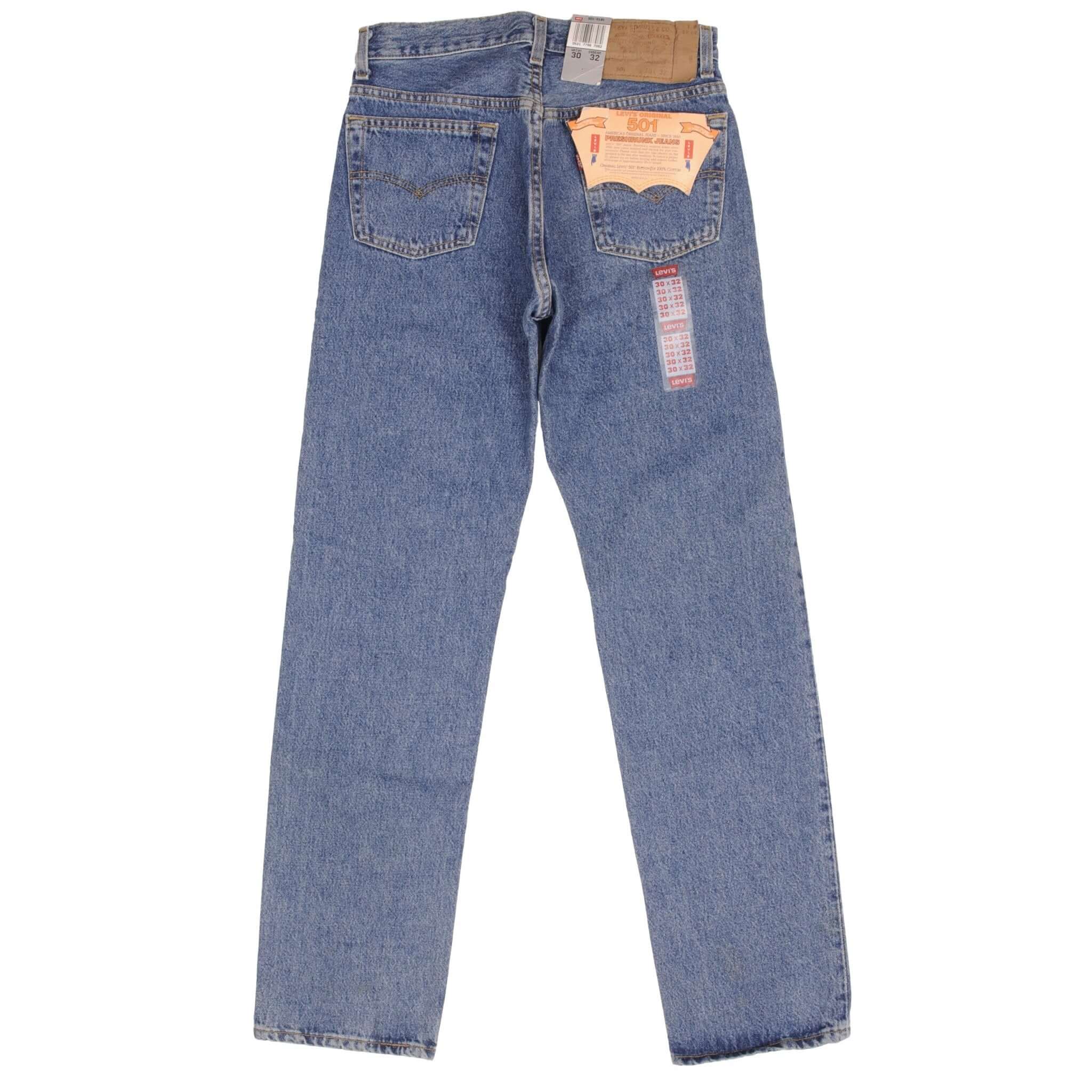 Vintage Levis 501 Preshrunk Jeans 1993 Size W30 L32 Made In Usa Deadstock With A Medium Wash Size On Tag 30X32 Back Button #520