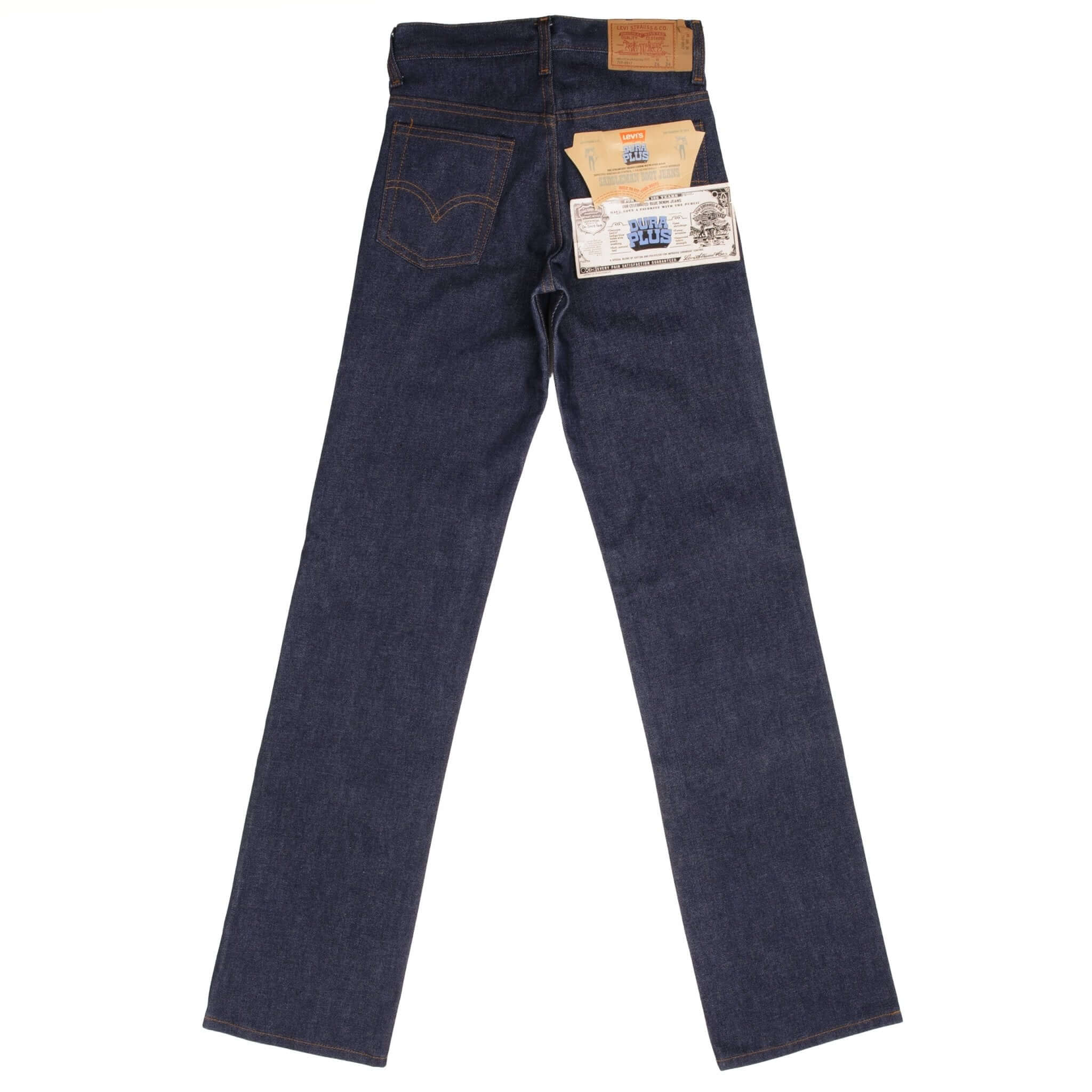 Vintage Levis 717 Saddleman Boot Cut Dura Plus Jeans 1977 Size 26X34 Made In Usa Deadstock With a Very Dark Wash Size On Tag 26X34 Back Button #553 Talon 42 Zipper