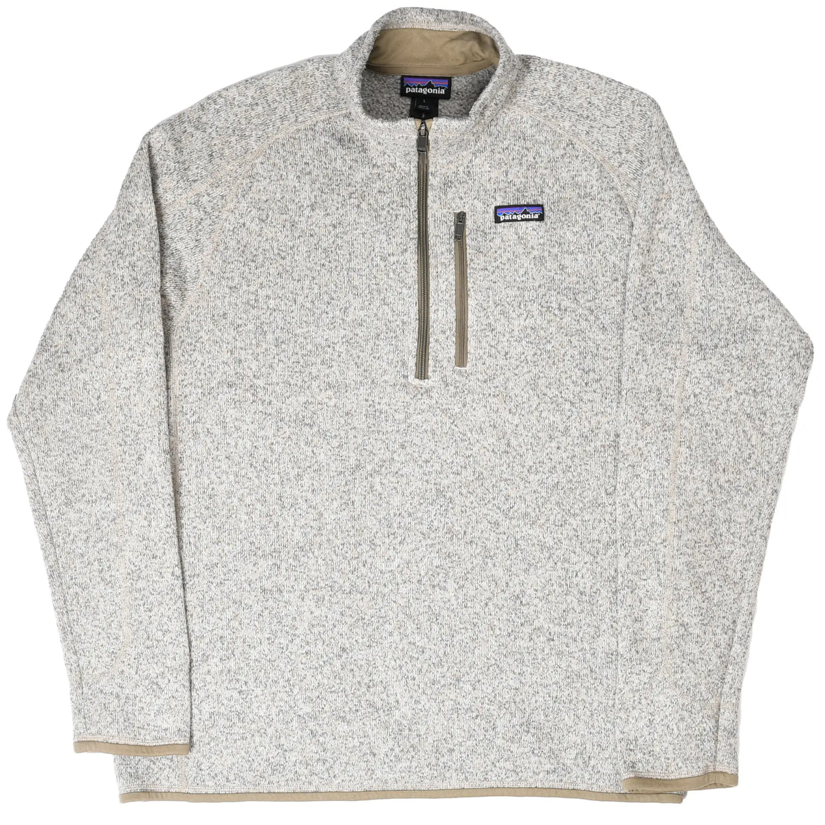 Front view of beige Patagonia Better Sweater quarter-zip fleece pullover