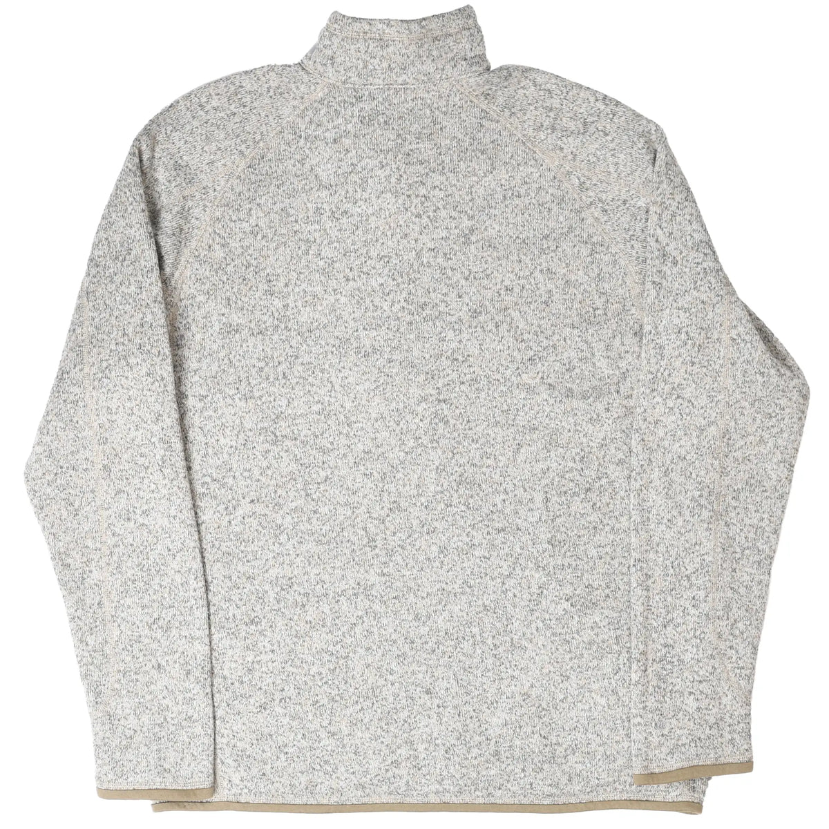 Back of beige Patagonia Better Sweater fleece pullover with stand collar