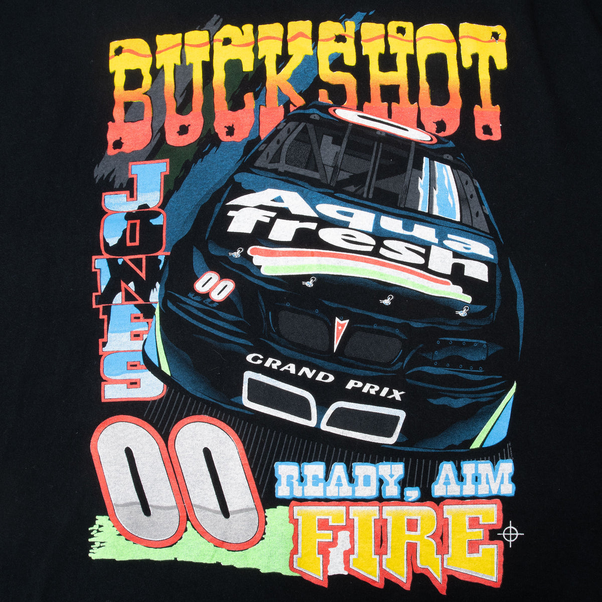 Close-up of Buckshot Jones No. 00 Grand Prix race car front graphic