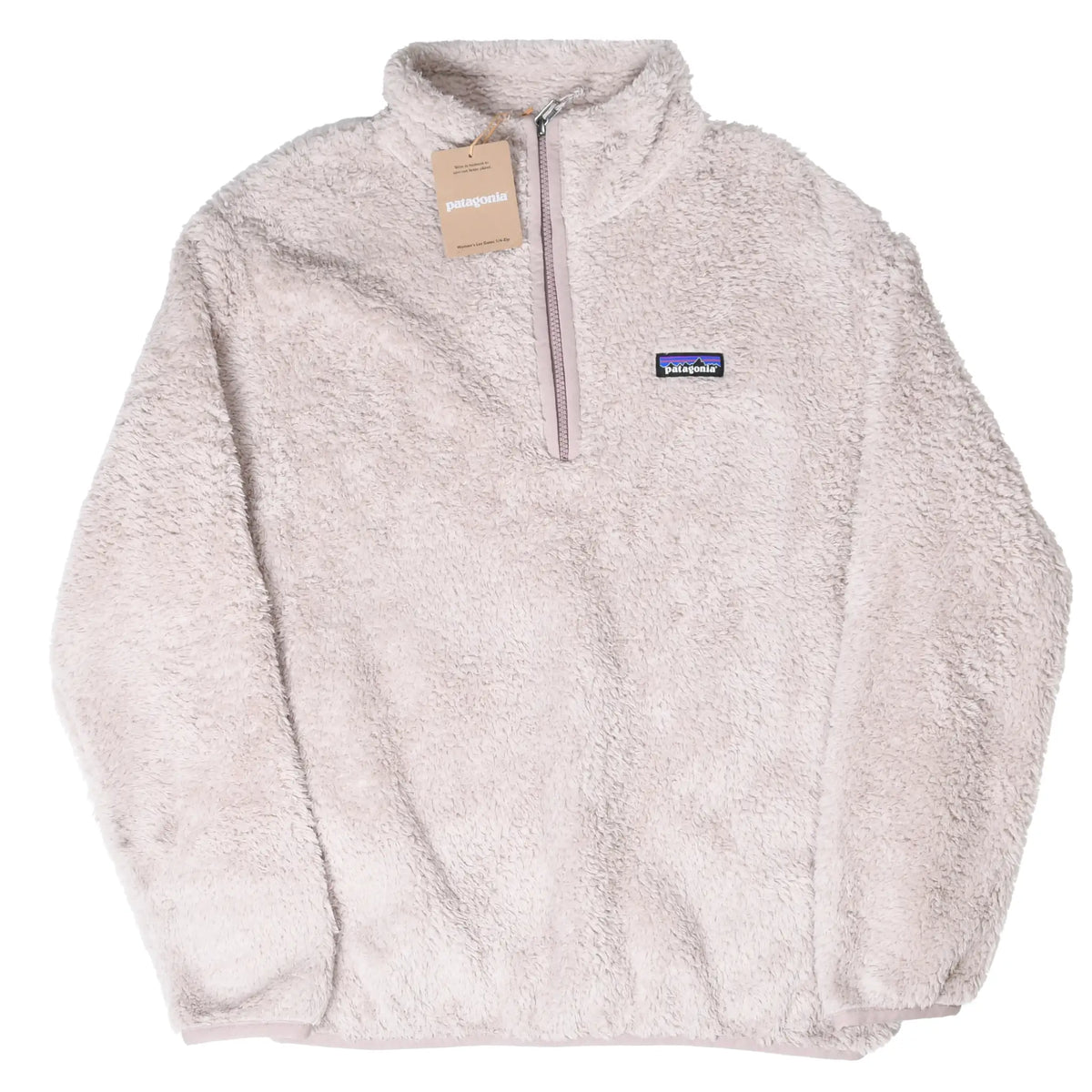 Front view of beige Patagonia Women's Los Gatos quarter-zip fleece