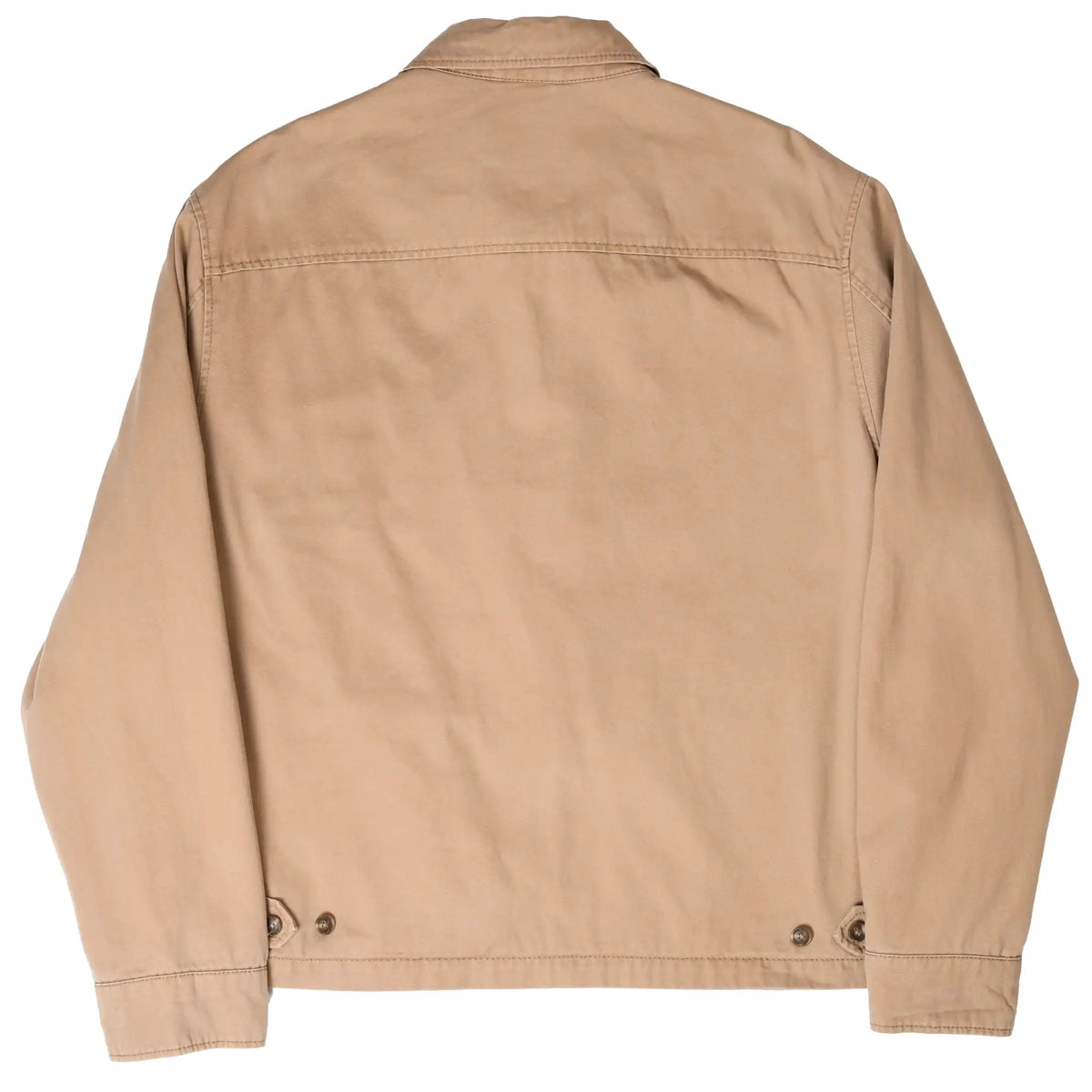 Back of brown Polo Ralph Lauren Harrington jacket with buttoned hem adjusters