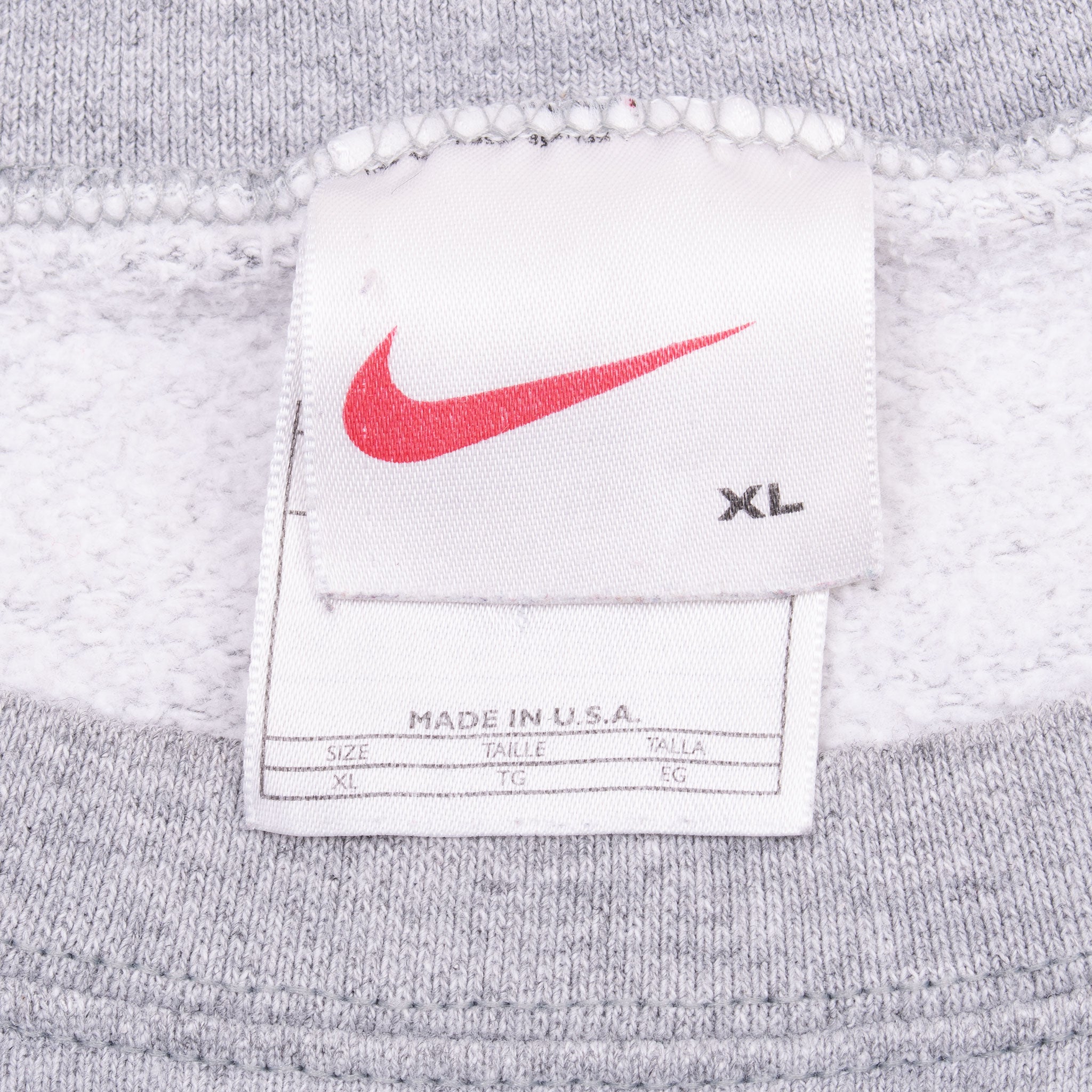 Vintage Nike Athletics Leather Patch Grey Sweatshirt 1990S Size XL Made In USA