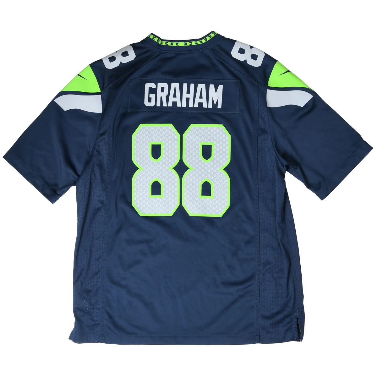 Back of navy Seattle Seahawks jersey with Graham name and number 88
