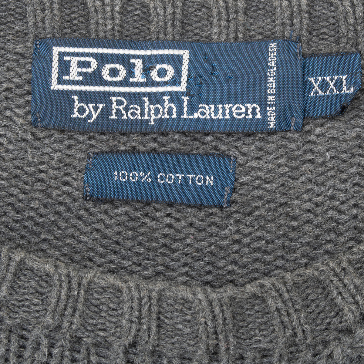 Polo by Ralph Lauren XXL neck label and 100% cotton content tag