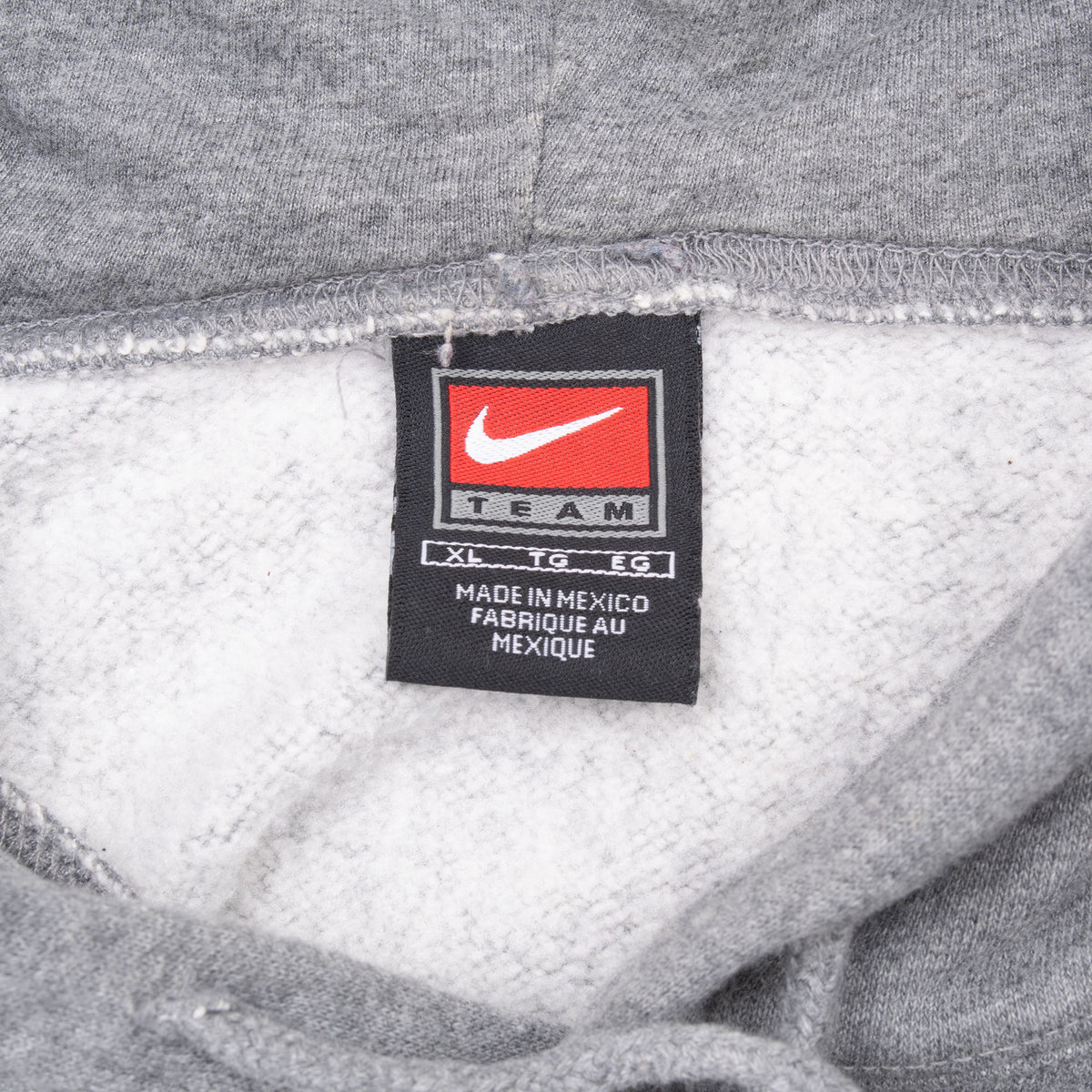Nike Team XL neck tag inside grey Kansas hoodie
