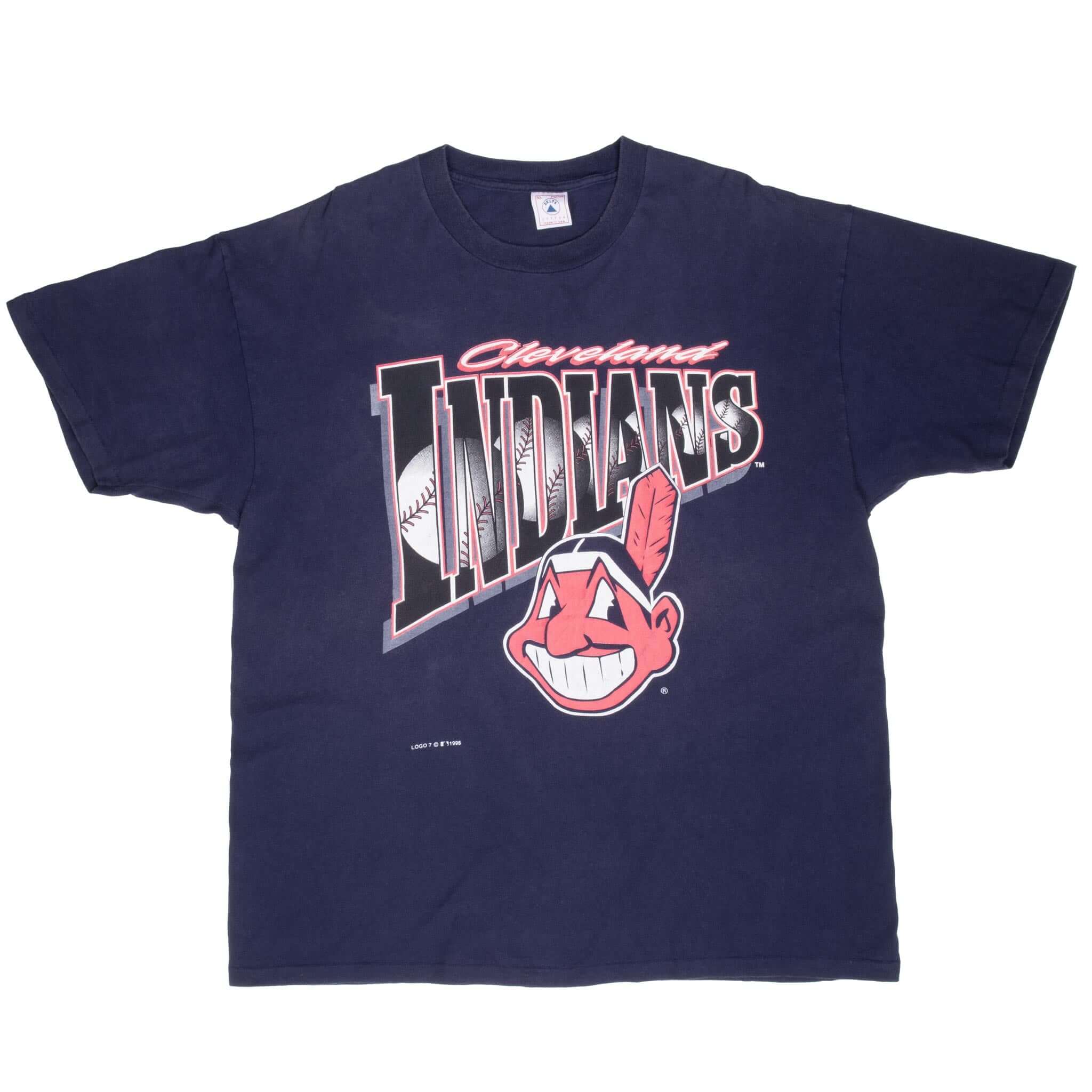 Vintage Mlb Cleveland Indians 1995 Tee Shirt Size XL Made In Usa With Single Stitch Sleeves