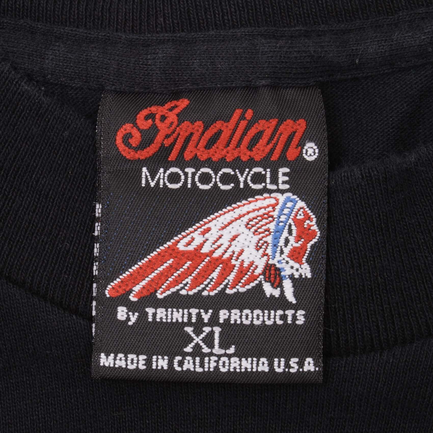 Vintage Indian Motocycle Honolulu Hawaii Tee Shirt 1992 Size XL Made In California USA With Single Stitch Sleeves