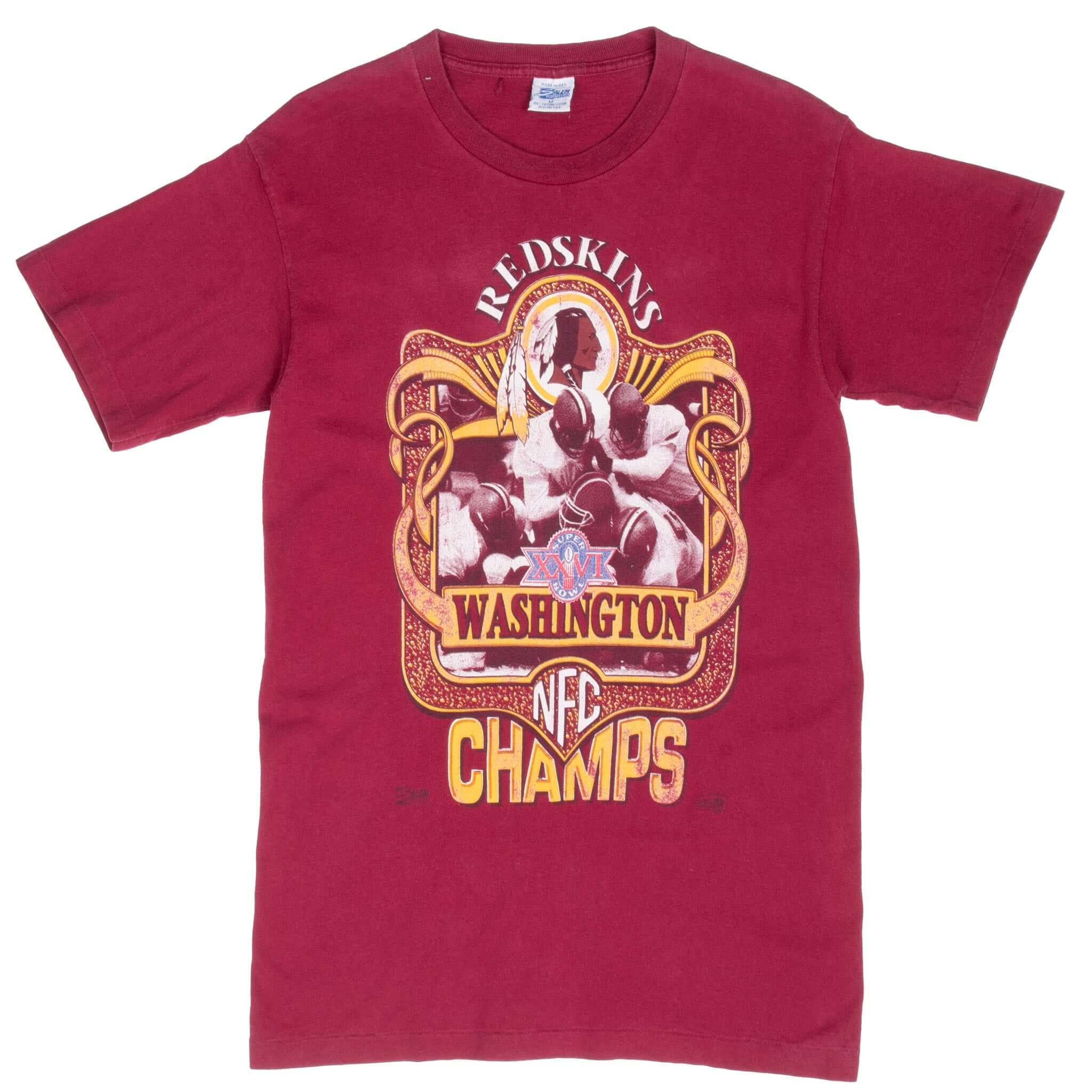Vintage NFL Washington Redskins NFC Champion Superbowl XXVI 1992 Tee Shirt Size Small Made In USA With Single Stitch Sleeves