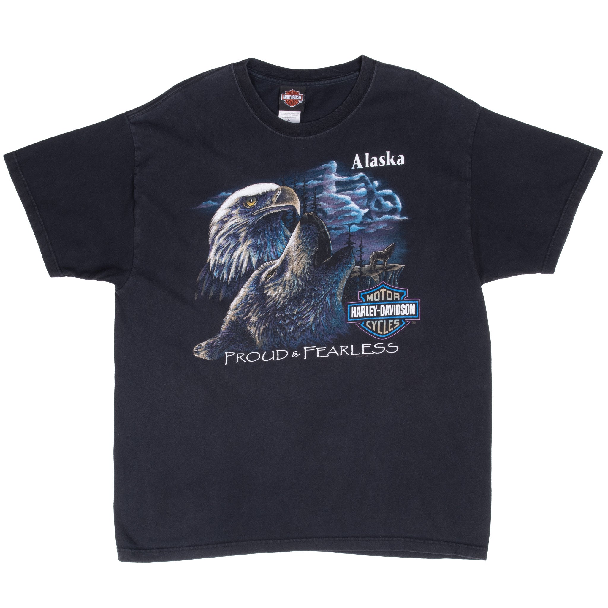 Vintage Harley Davidson Wolf Eagle Alaska 2003 Tee Shirt Large Made In USA