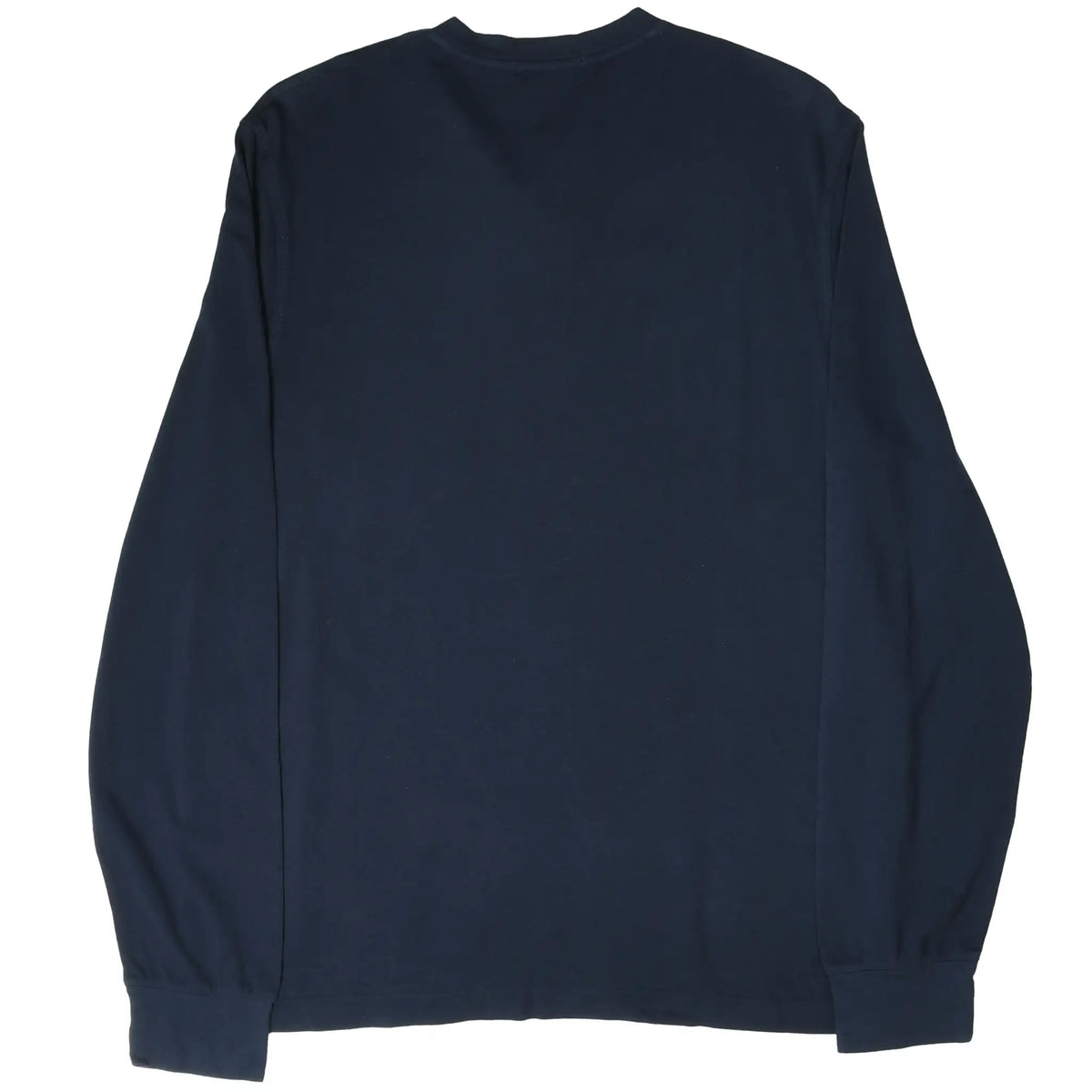 Back of navy Polo Ralph Lauren long-sleeve Henley shirt