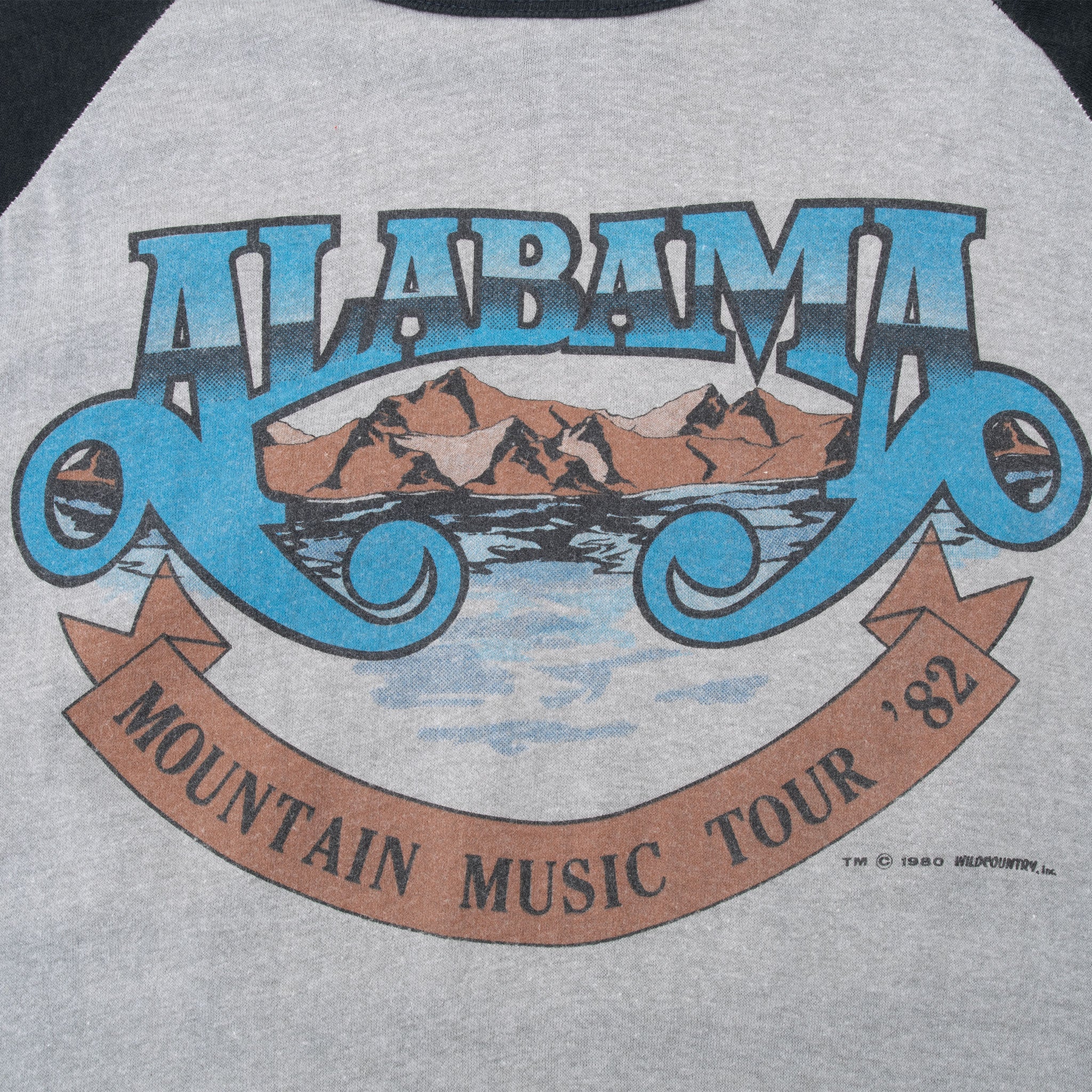 Vintage Alabama Mountain Music Tour Raglan Tee Shirt 1982 Size Medium Made In USA With Single Stitch