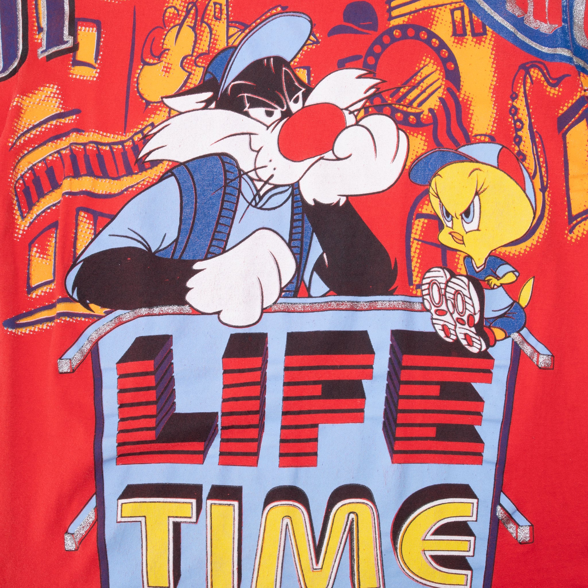 Vintage Looney Tunes Tweety Sylvester Not In The Lifetime Tee Shirt 1997 Size Medium with single stitch sleeves