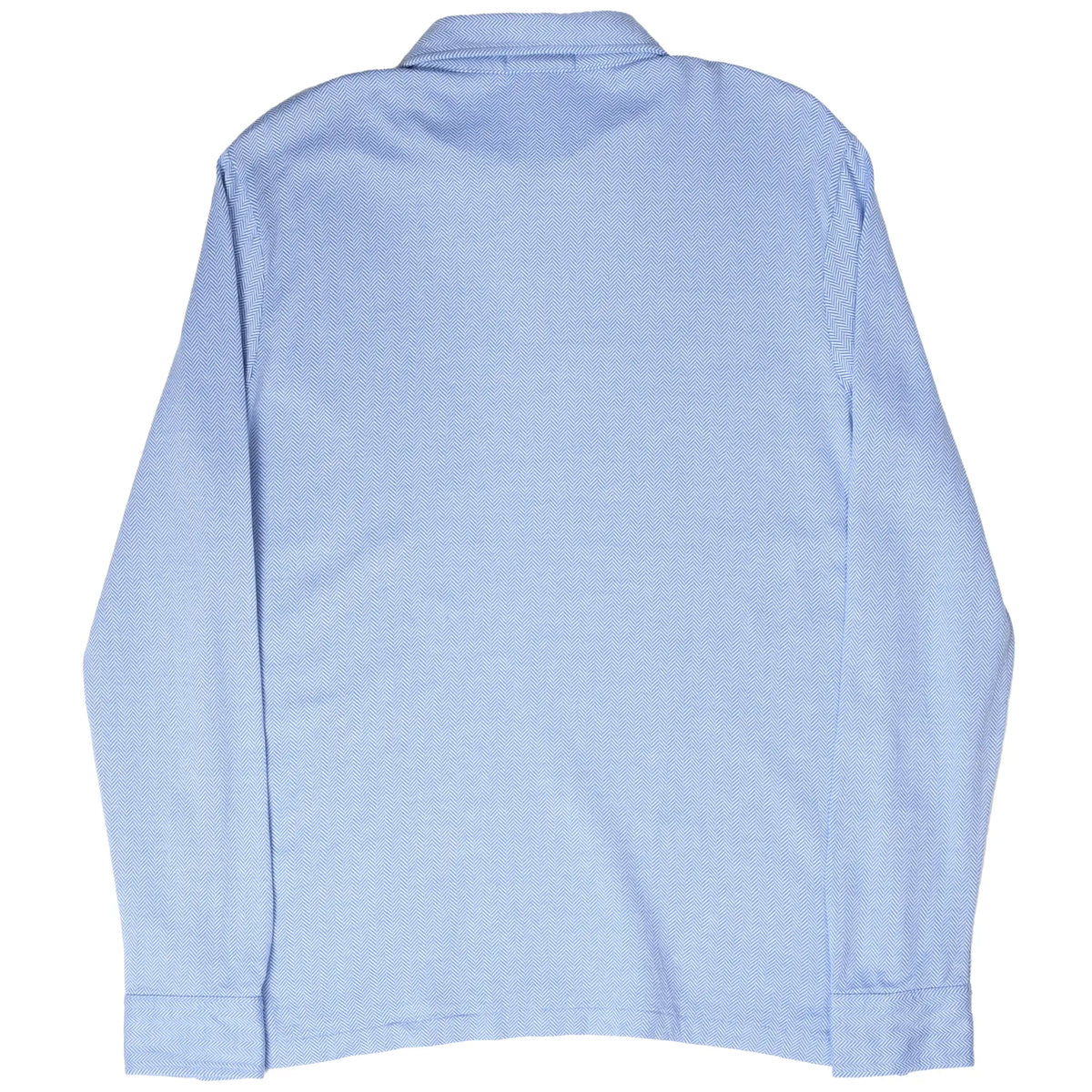 Back of light blue Polo Ralph Lauren long-sleeve polo shirt