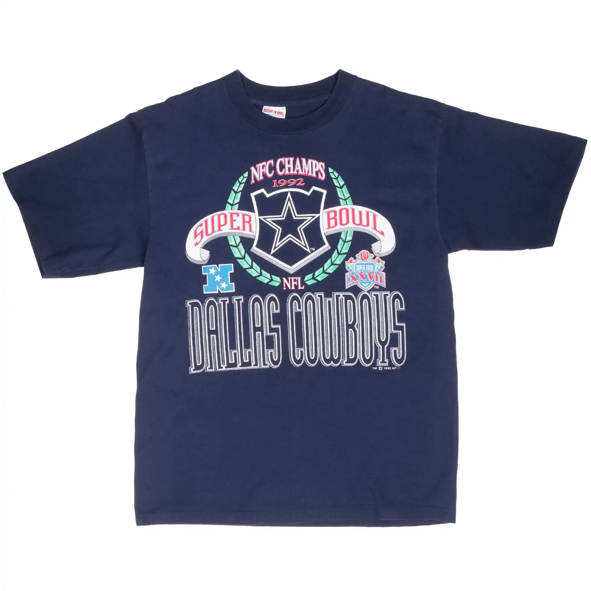 Full front of navy Dallas Cowboys 1992 NFC Champions graphic T-shirt