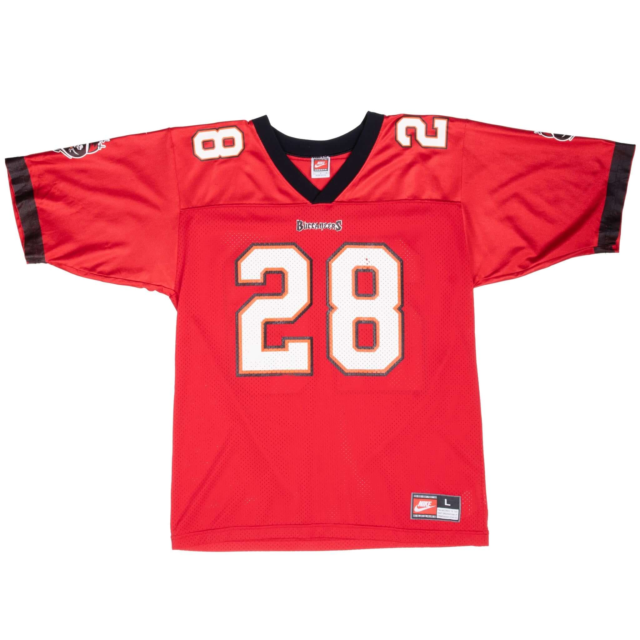 Vintage Nike Nfl Tampa Bay Bucaneers Warrick Dunn #28 Jersey 1990S Size Large Made In Usa