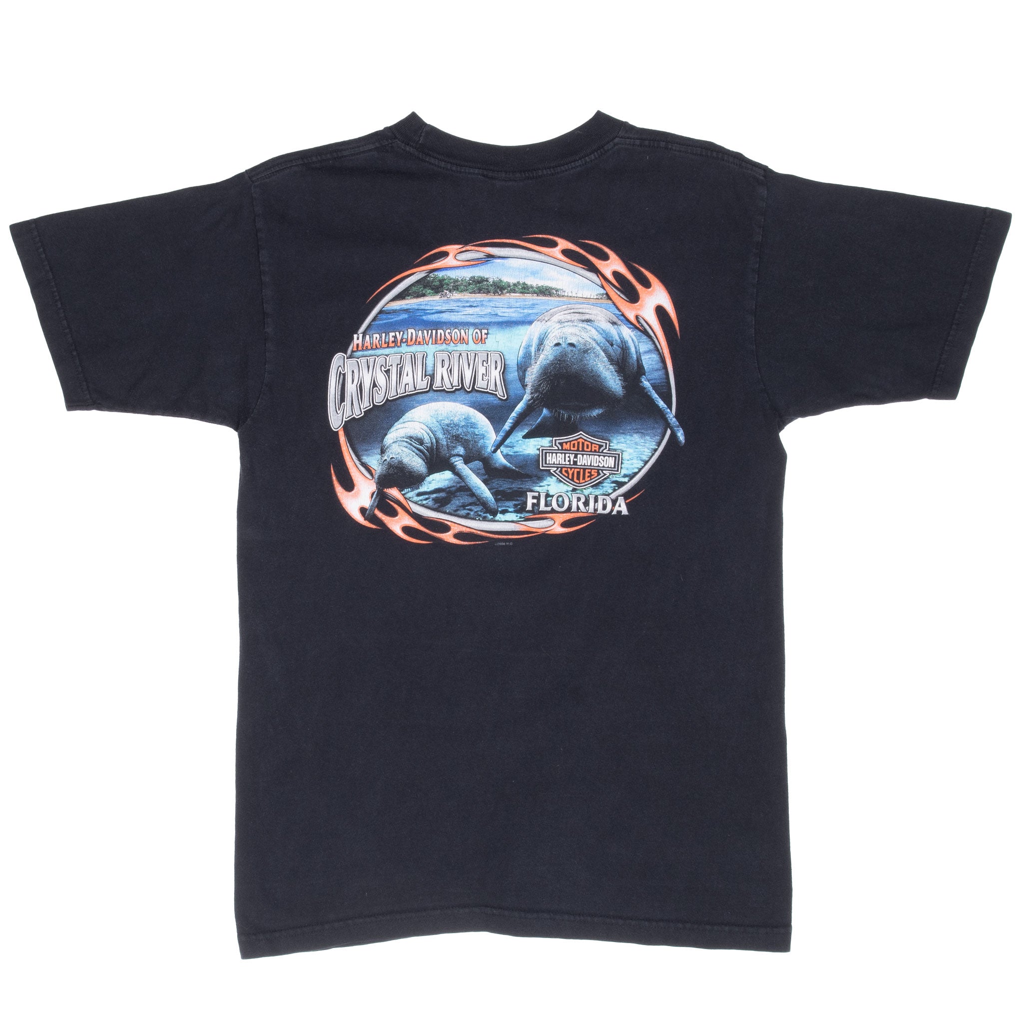 Vintage Harley Davidson Crystal River Florida 2008 Tee Shirt Size Medium Made In Usa