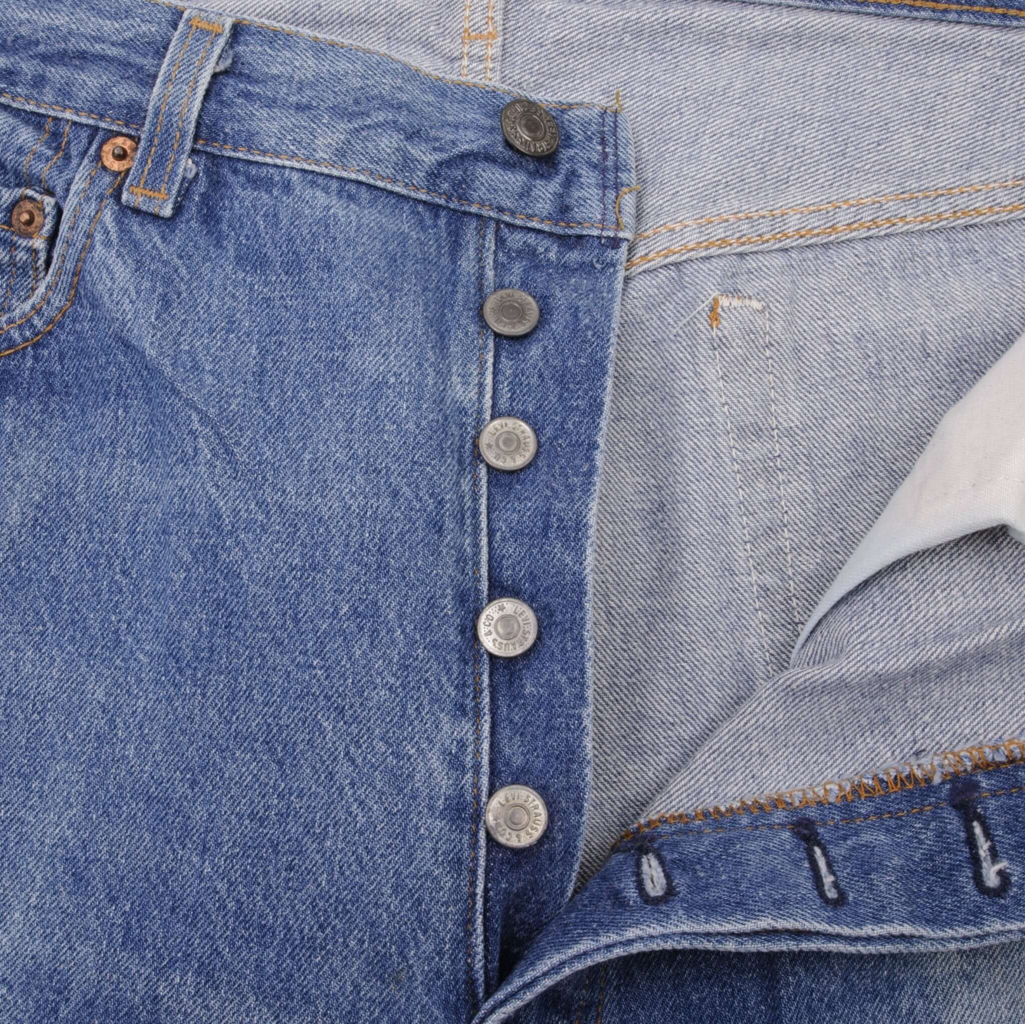 Beautiful Indigo Levis 501 jeans 1980s Made in USA with Medium Dark Wash. Size on tag 36X36 Actual Size 34X36 Back Button #546