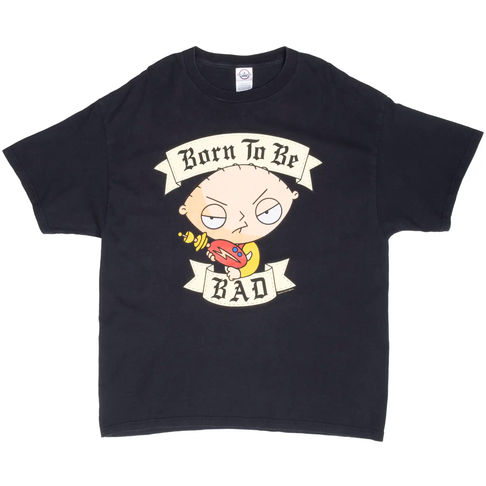Front of black Family Guy T-shirt with Stewie Griffin Born To Be Bad graphic