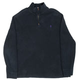 Vintage Polo Ralph Lauren Black Quarter 1/4 Zip Sweater 1990S Size Large