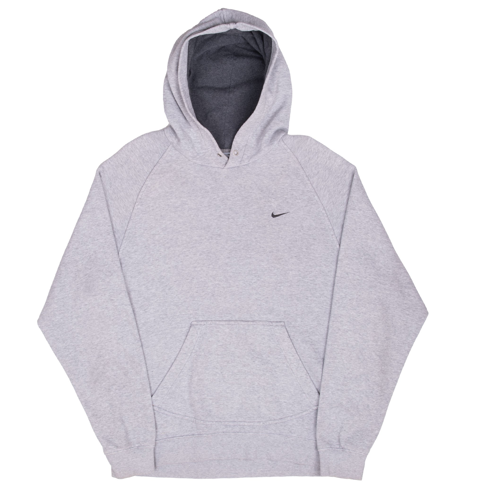 Vintage Nike Classic Swoosh Grey Hoodie Sweatshirt 2000S Size Large