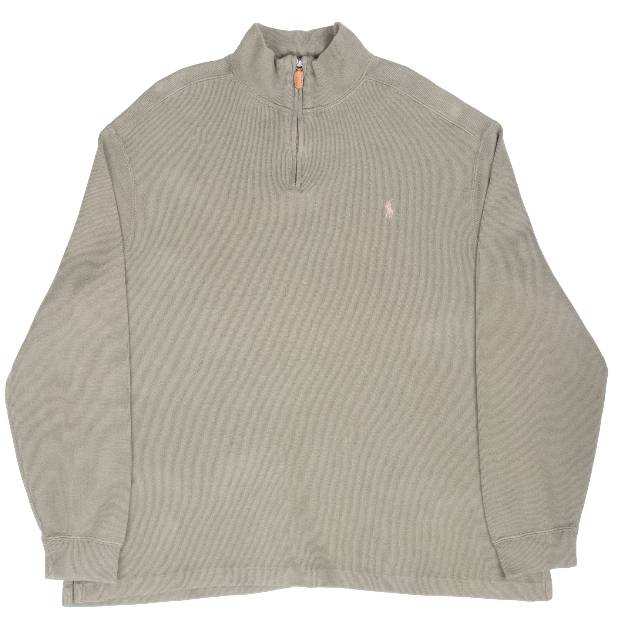 Vintage Polo Ralph Lauren Sage Green Quarter 1/4 Zip Sweater 1990s Size 2XL